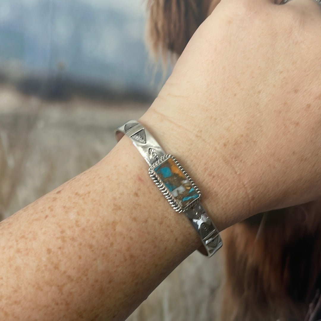 Handmade Sterling Silver & Blue Dream Adjustable Cuff Bracelet