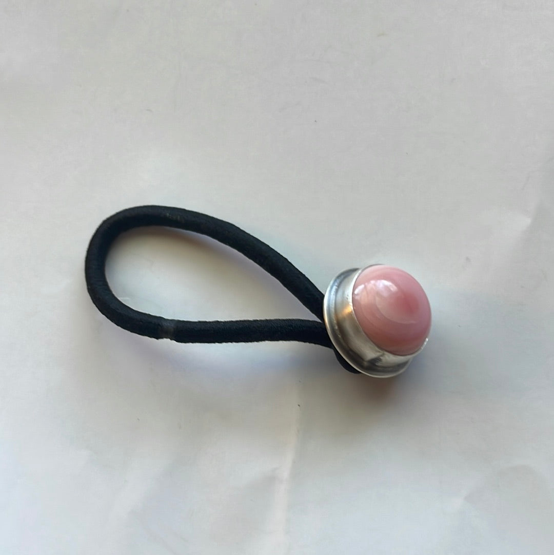 Navajo Pink Conch And Sterling Silver Hair Tie