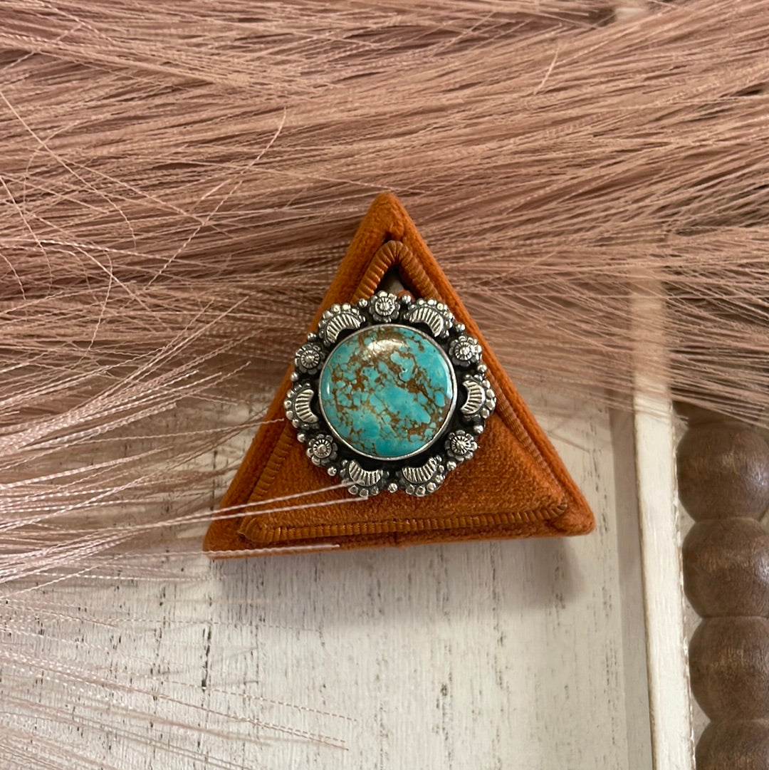 Handmade Sterling Silver & Turquoise Adjustable Ring Signed Nizhoni