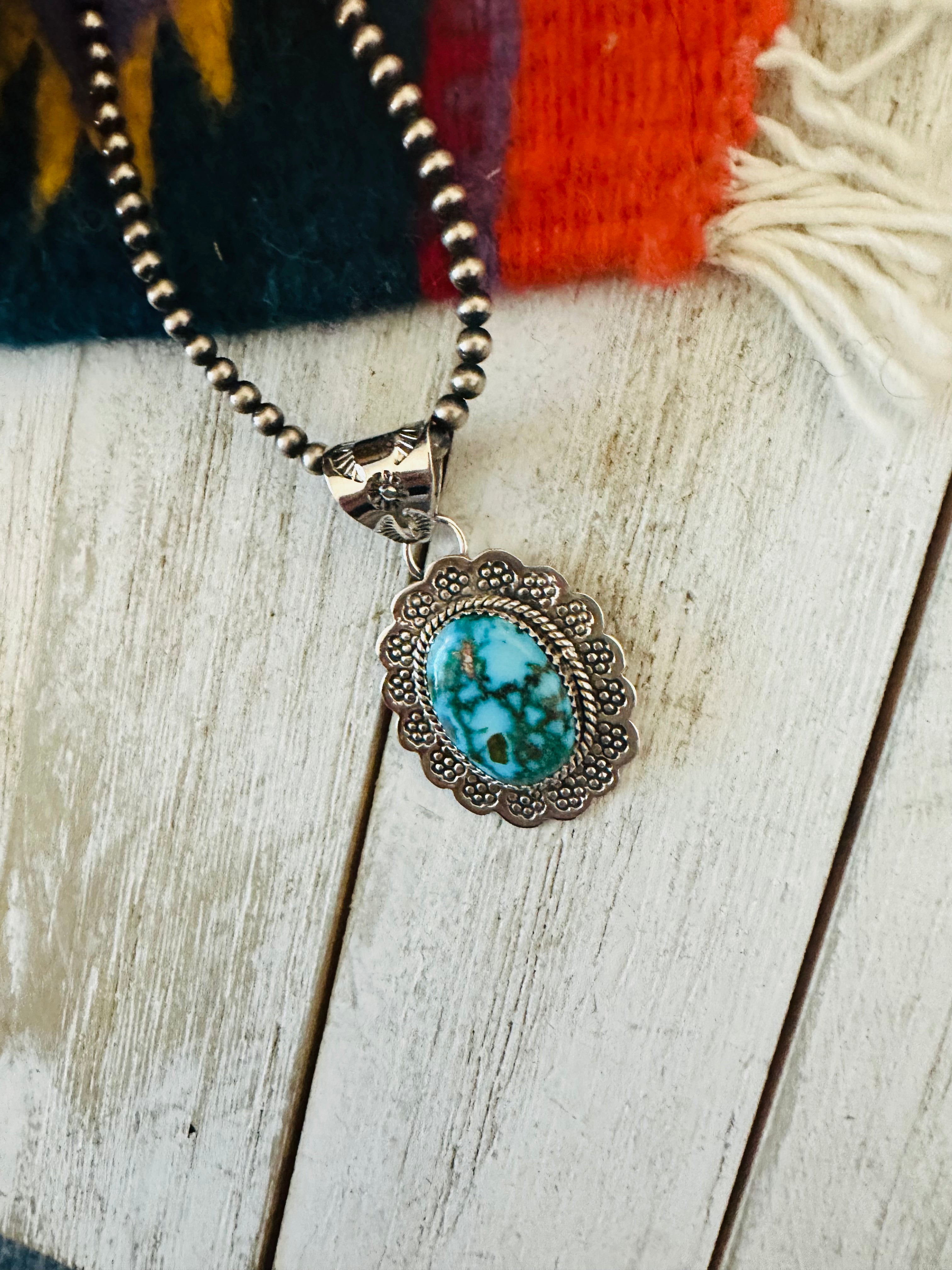 Handmade Sterling Silver & Kingman Turquoise Pendant