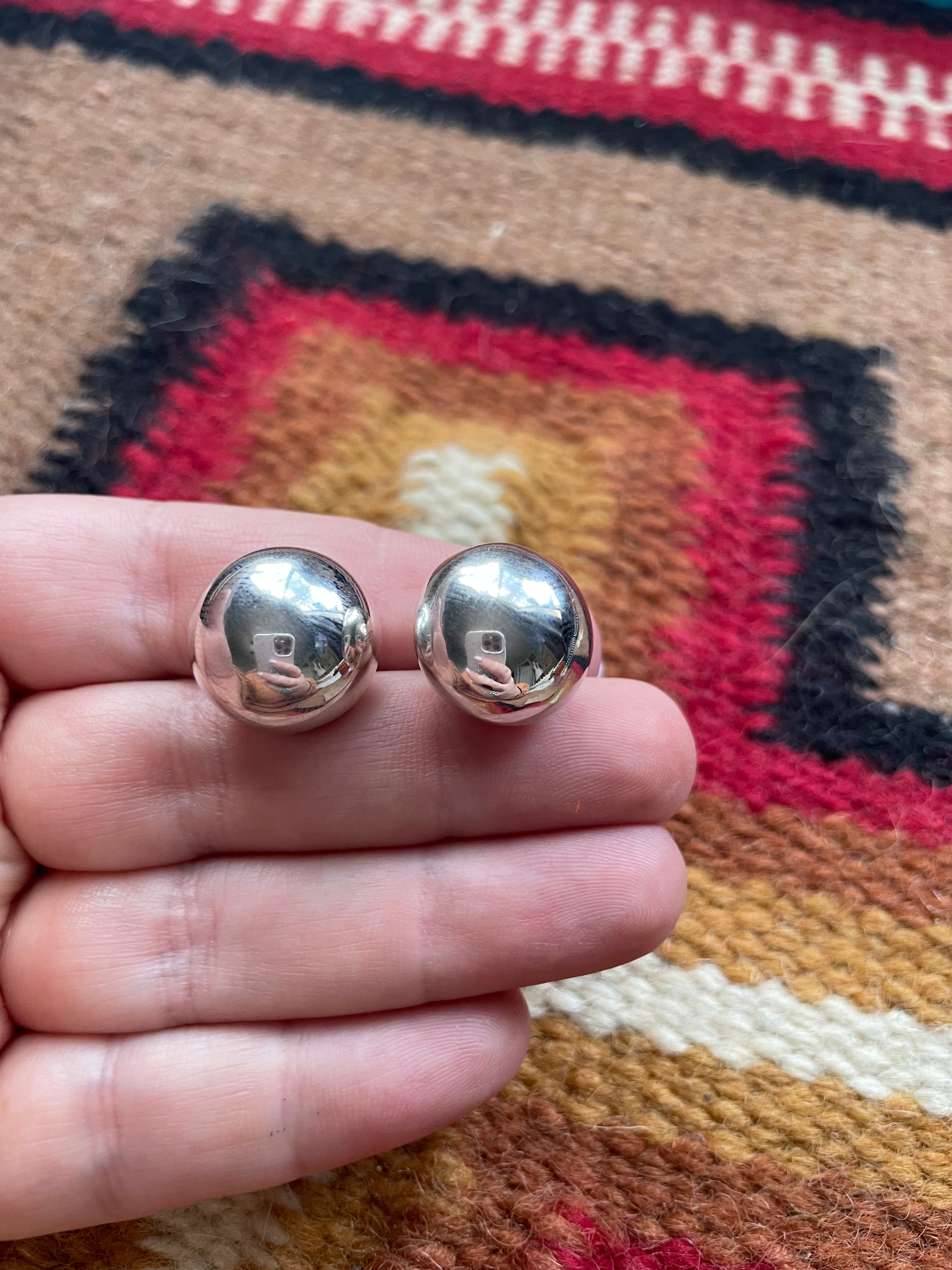 Navajo Sterling Silver Stud Earrings 12mm