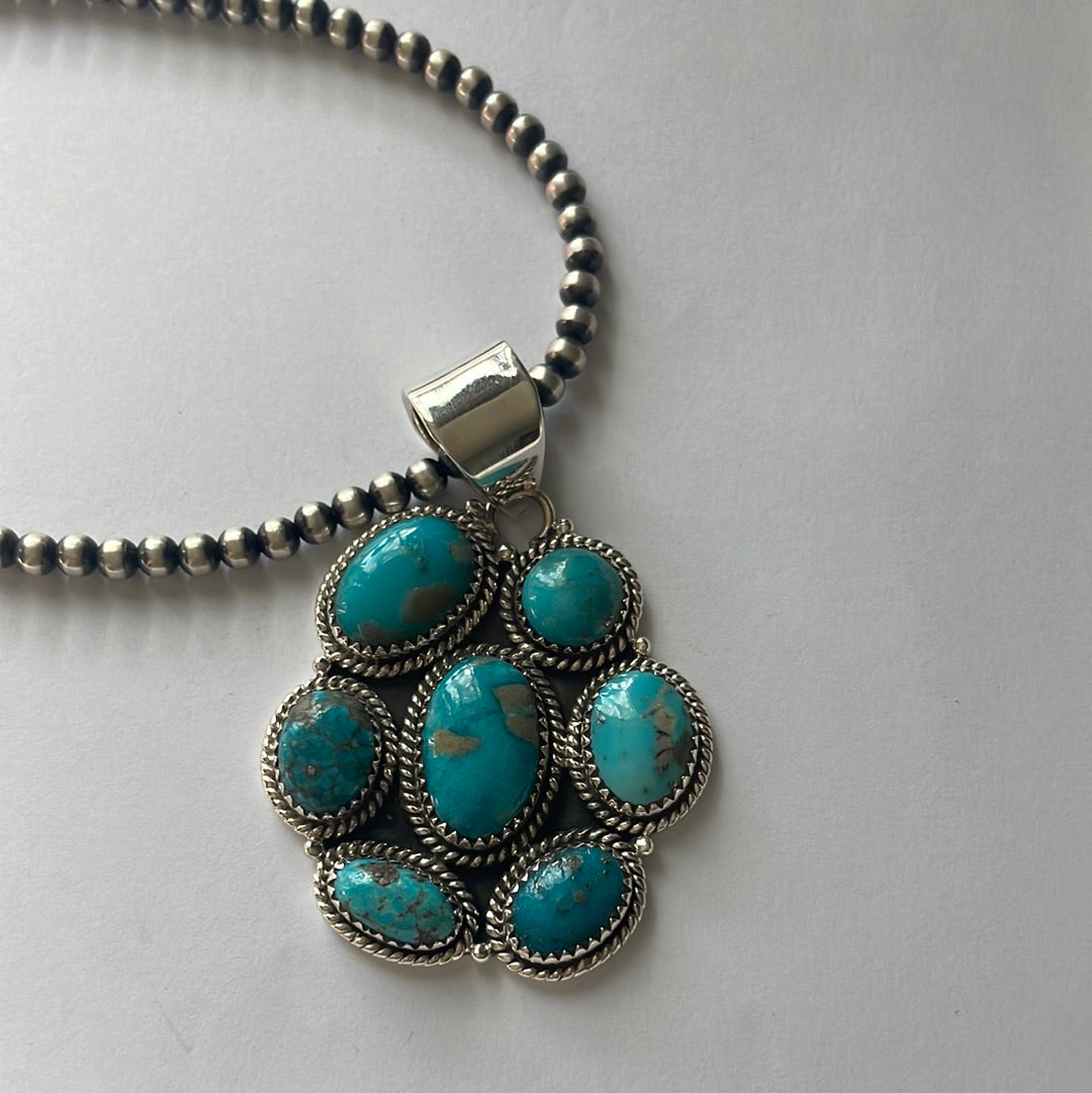 Handmade Sterling Silver & Turquoise Cluster Pendant