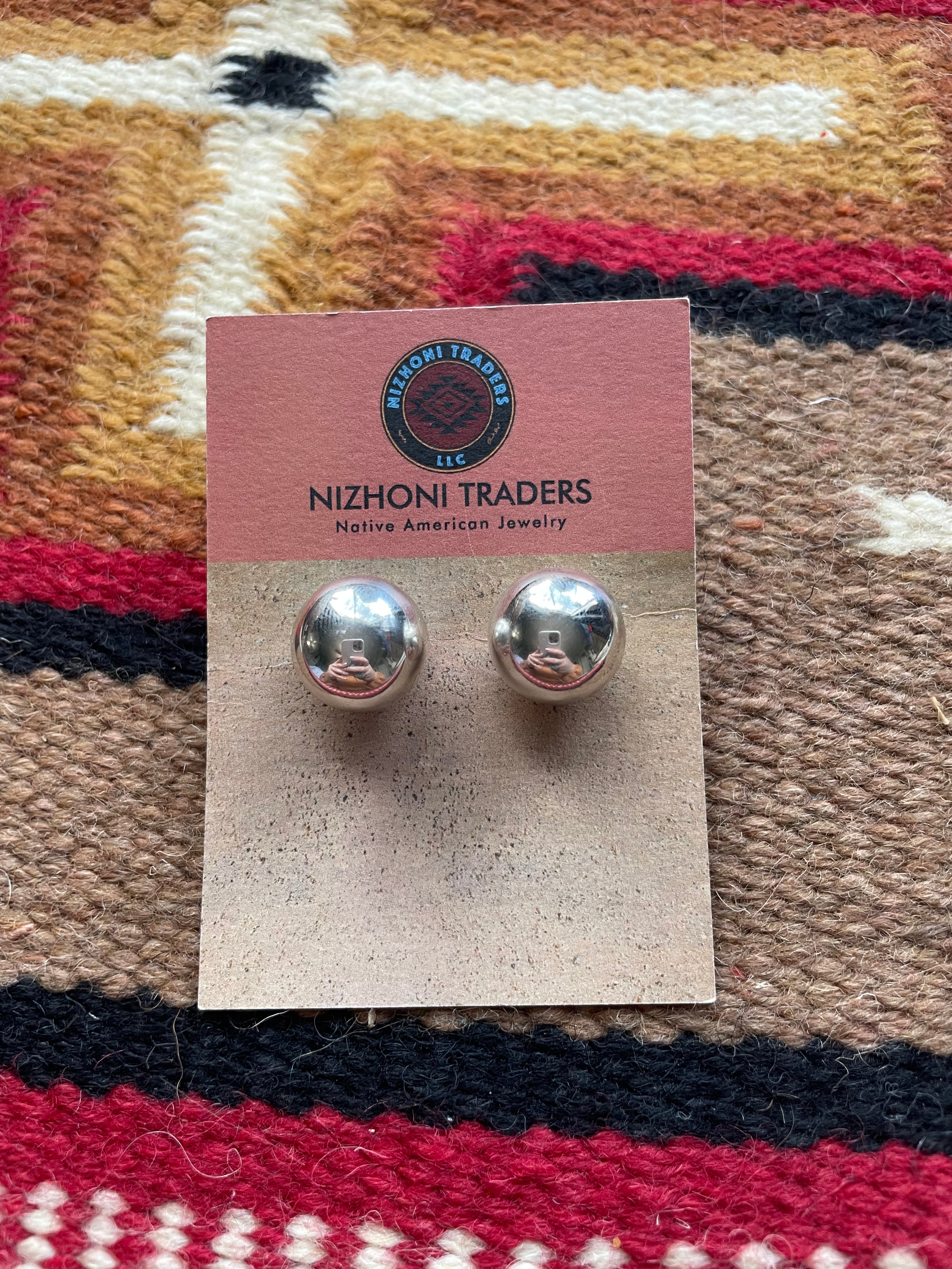 Navajo Sterling Silver Stud Earrings 12mm