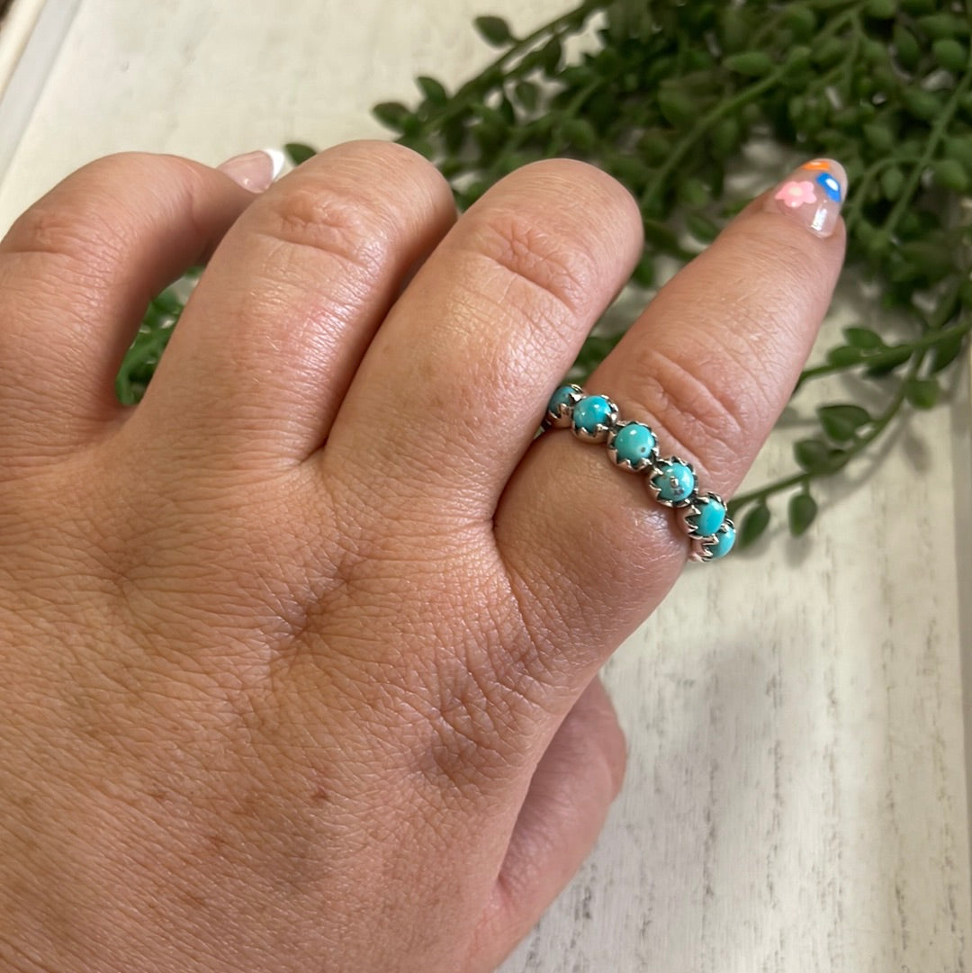 Natural Kingman Turquoise & Sterling Silver Mini Eternity Band