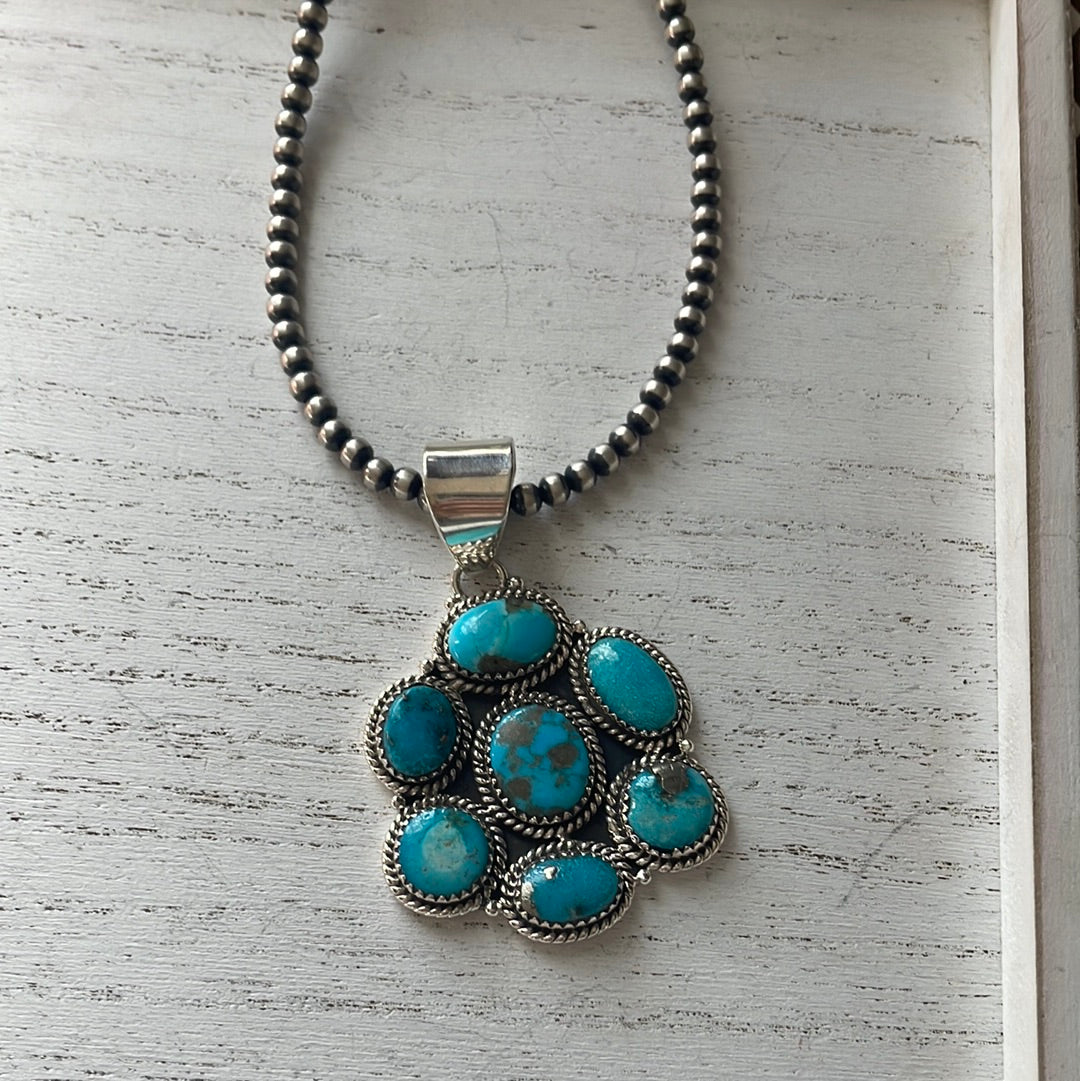 Handmade Sterling Silver & Turquoise Cluster Pendant