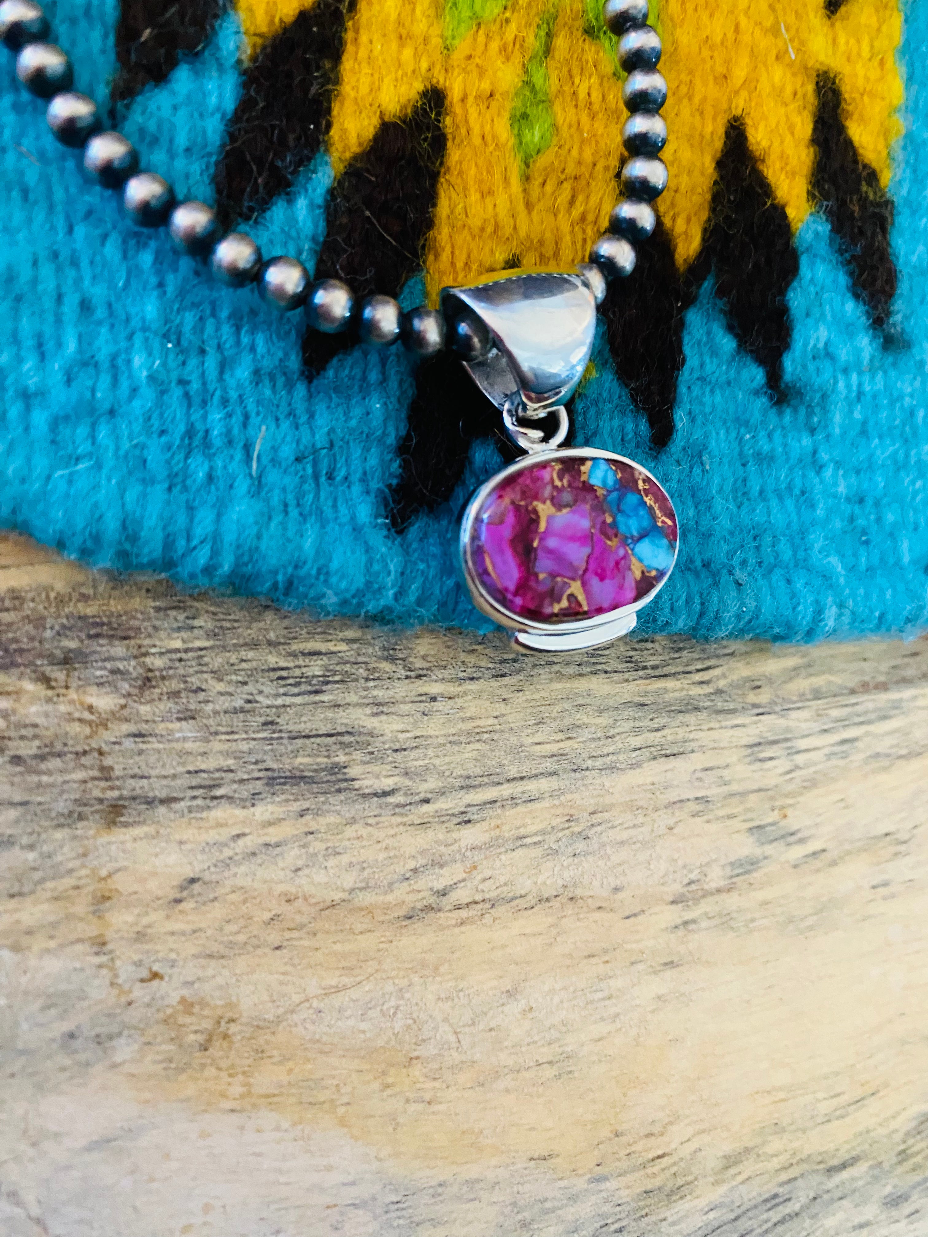 Navajo Sterling Silver & Pink Dream Pendant