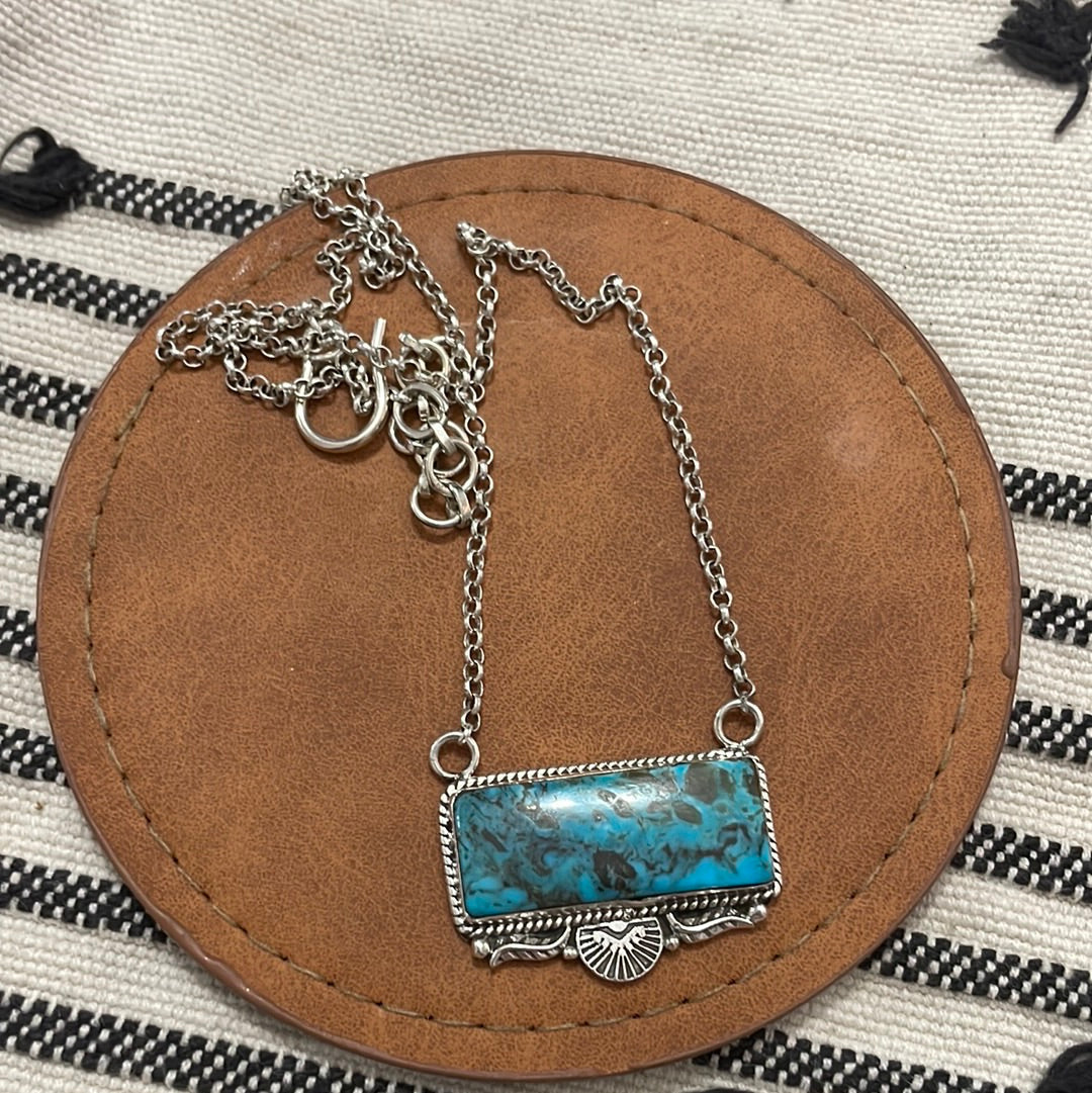 Handmade Sterling Silver Turquoise Bar Necklaces