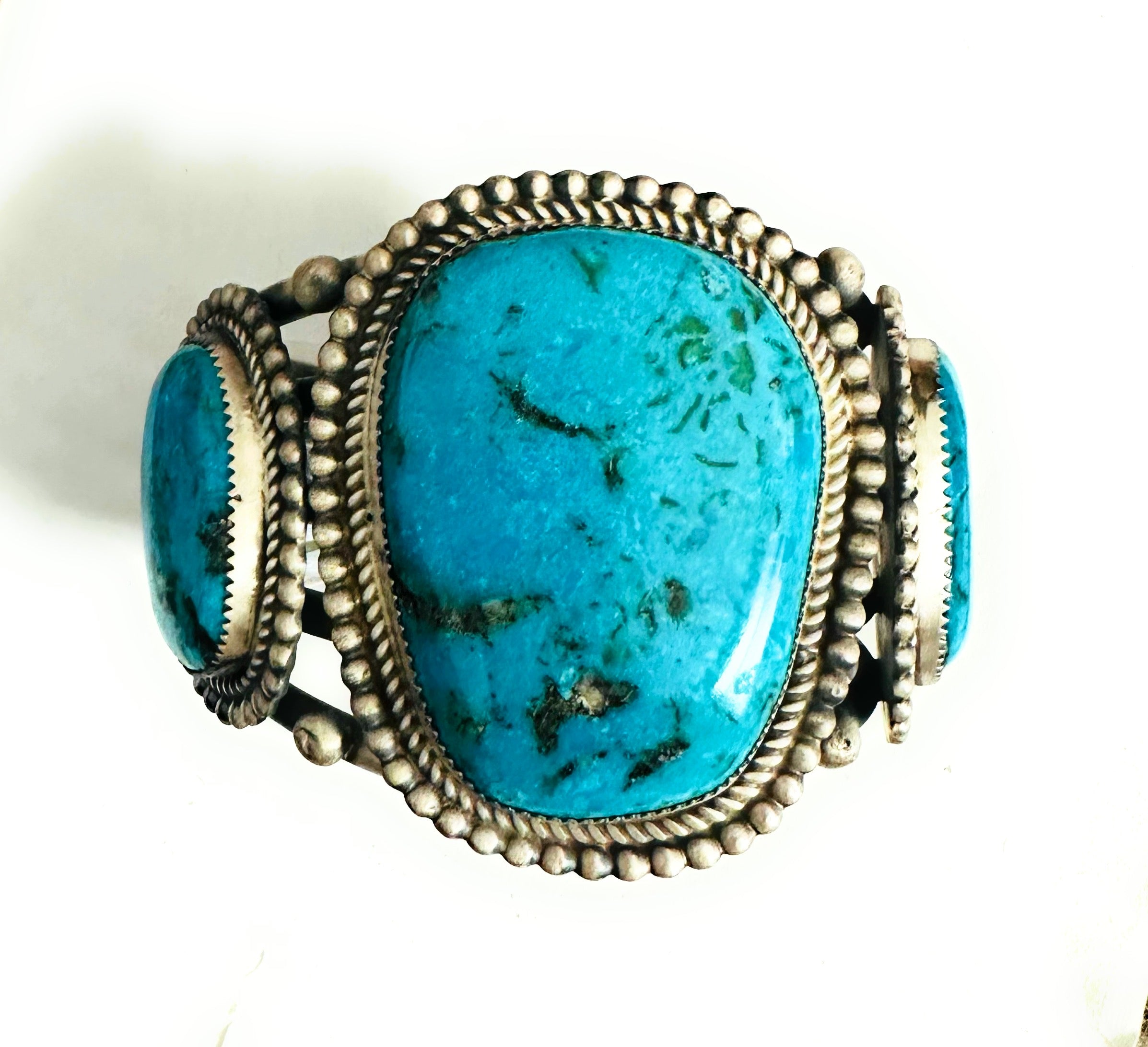 Navajo Old Pawn Kingman Turquoise & Sterling Silver Cuff Bracelet