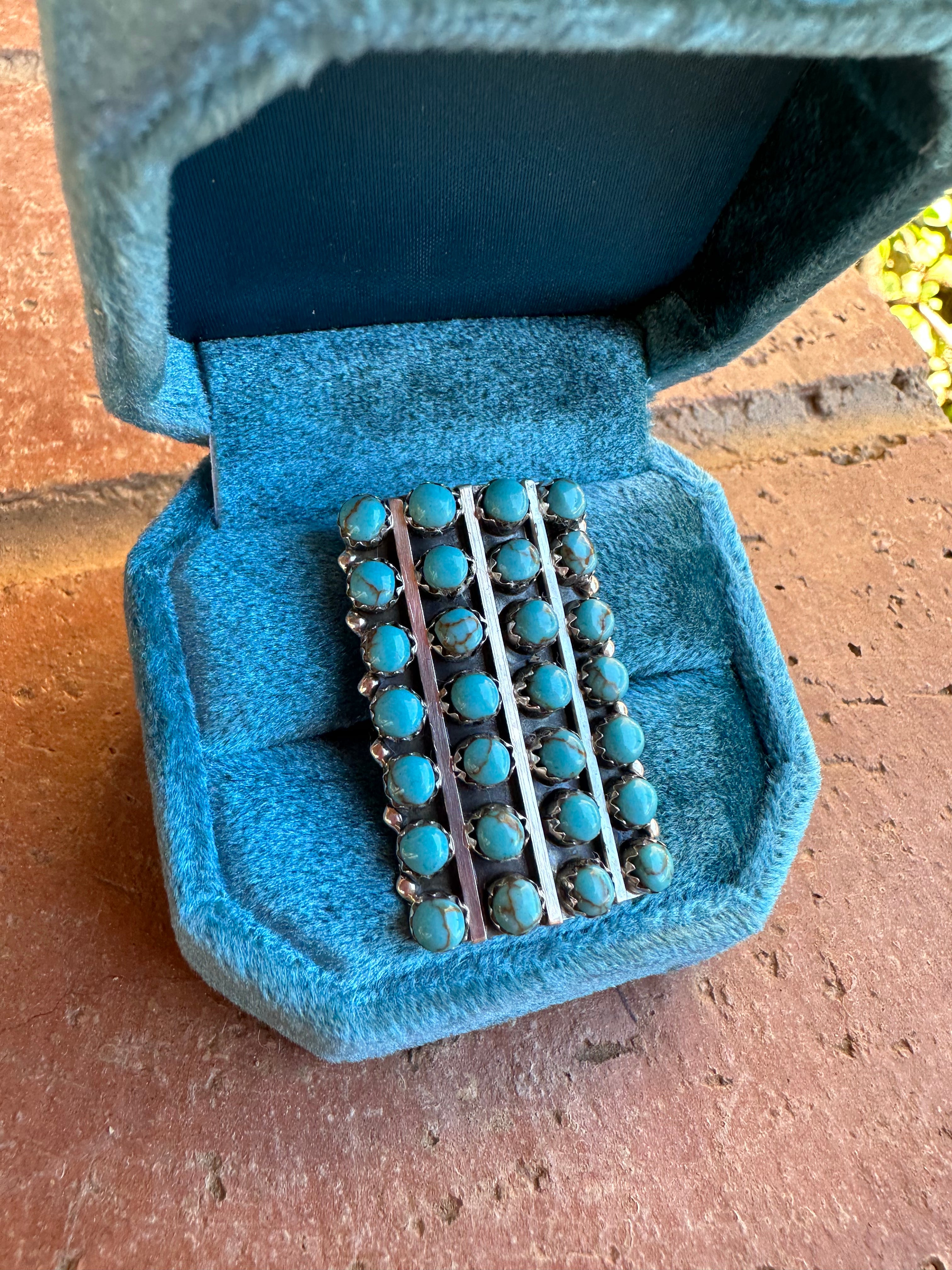 Navajo Sterling Silver & Kingman Turquoise Snake Eye Ring