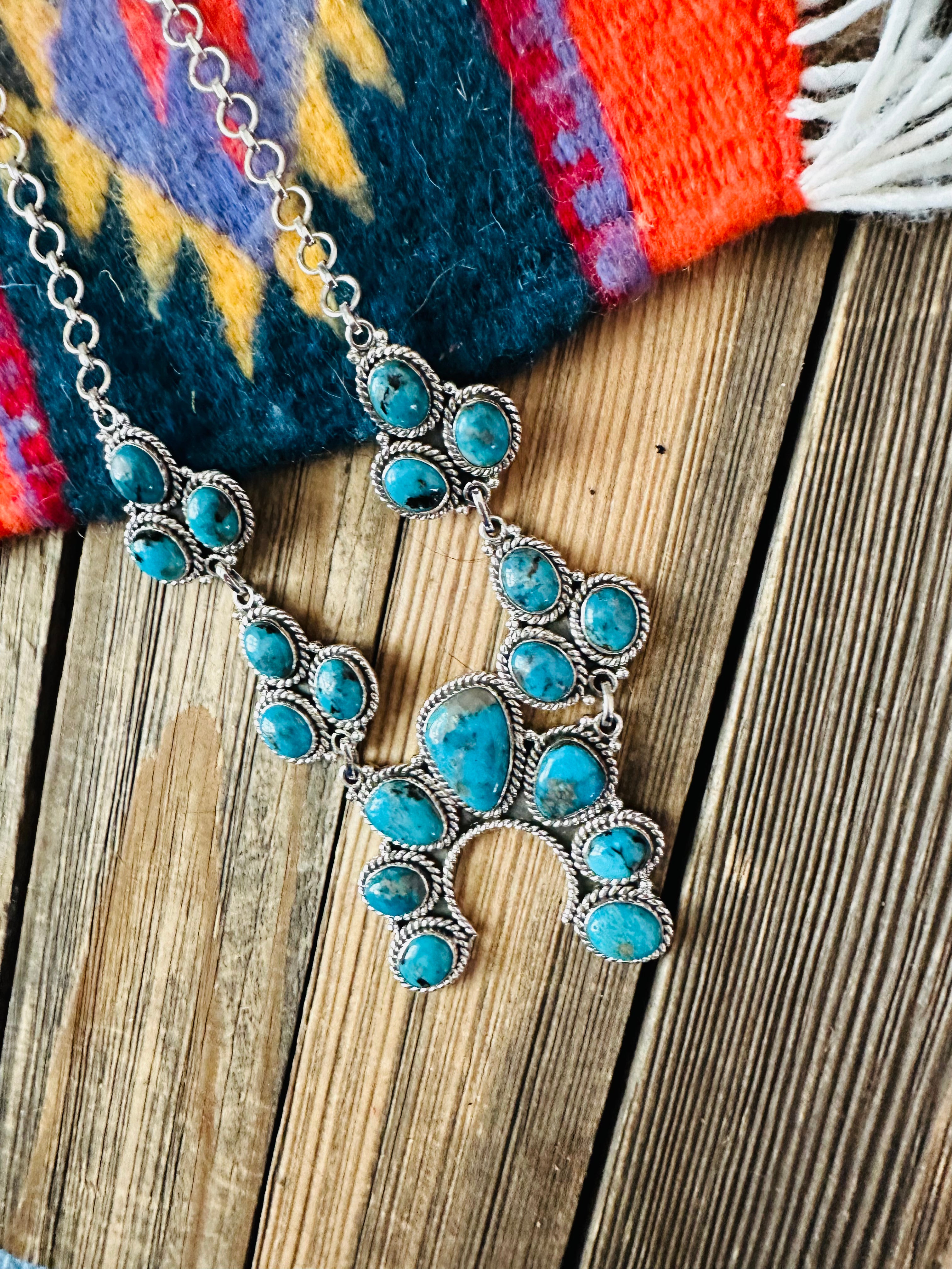 Handmade Sterling Silver & Turquoise Naja Necklace