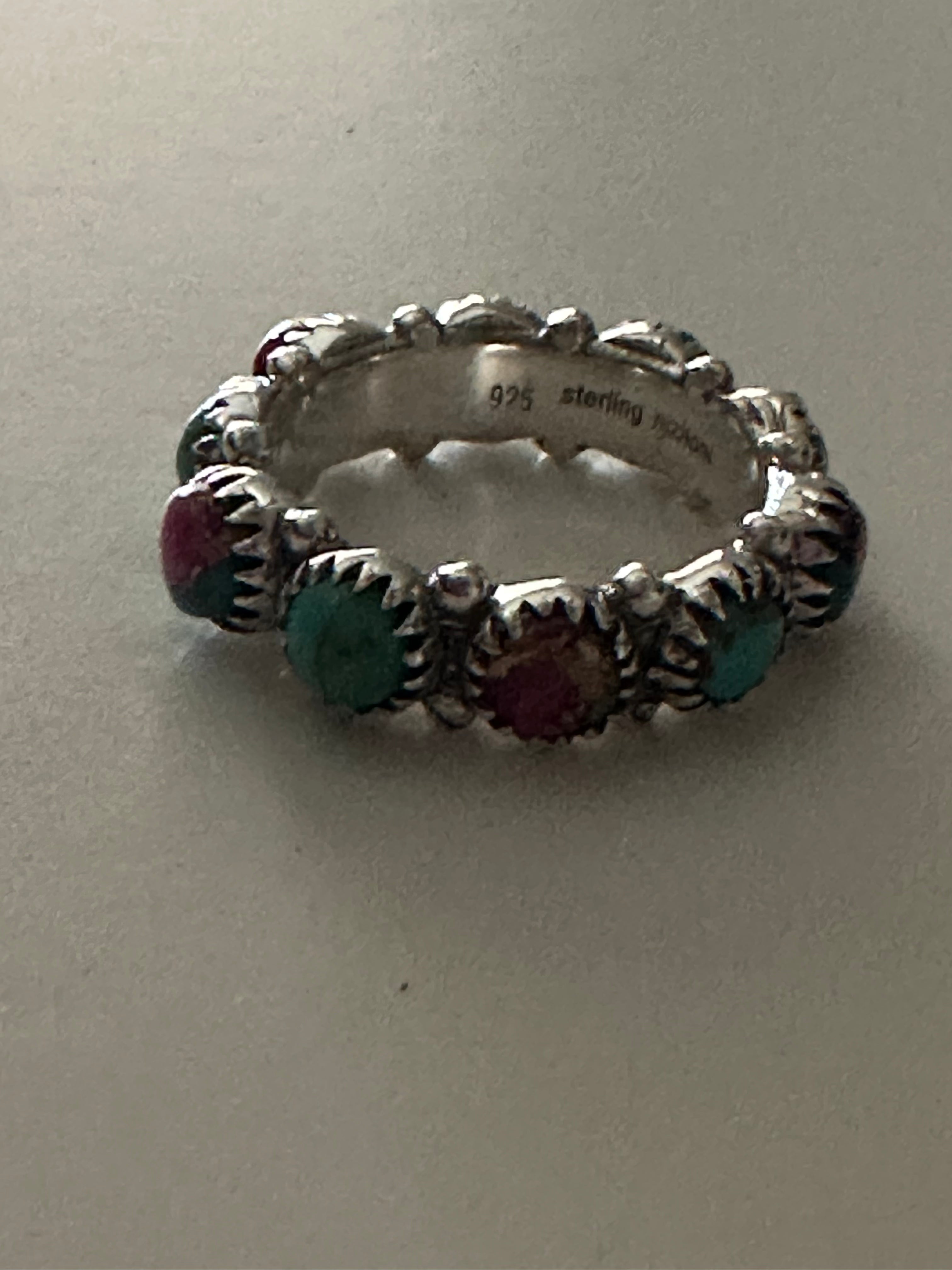 Pink Dream and Kingman Turquoise Sterling Silver Eternity Band