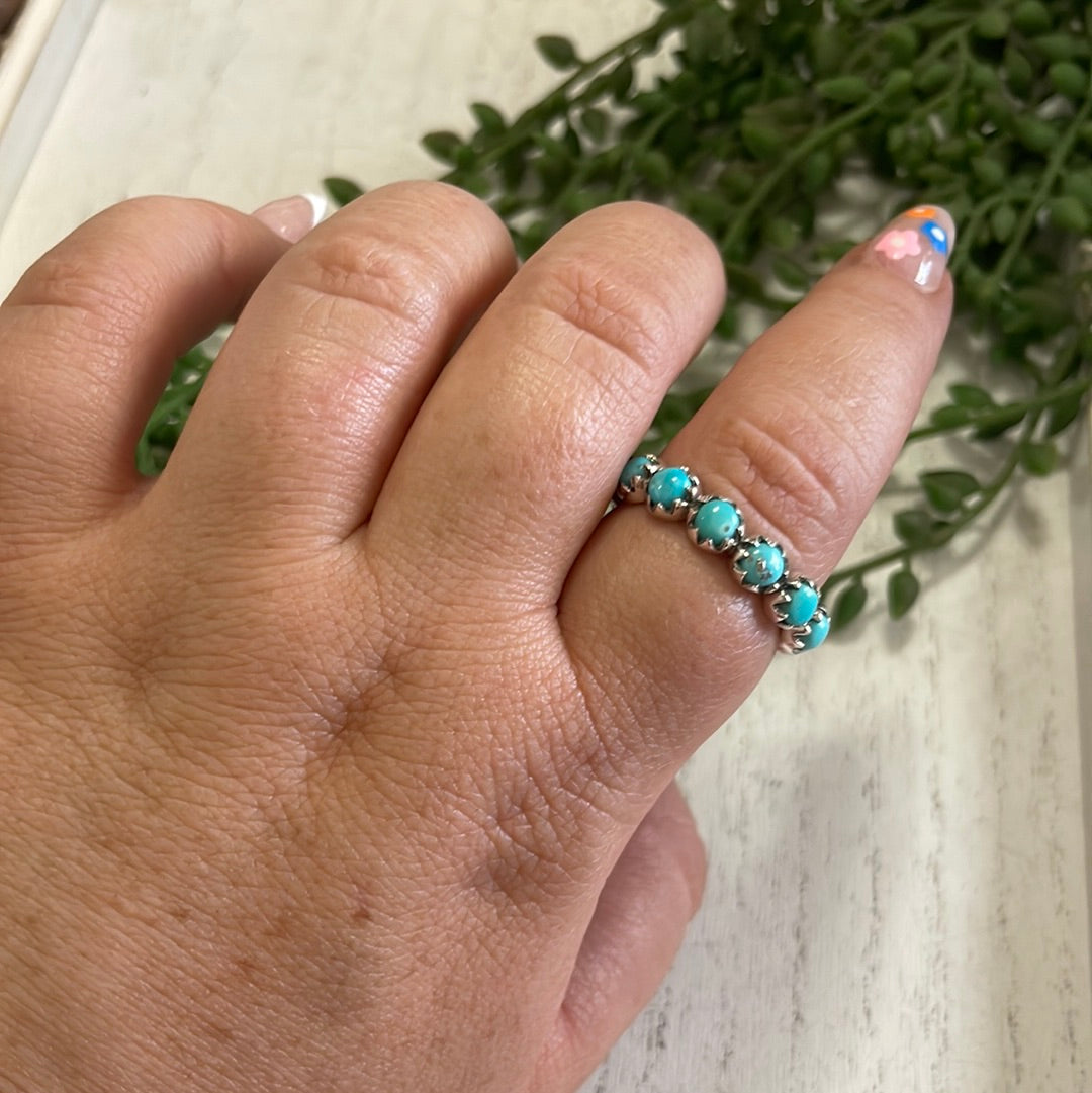 Natural Kingman Turquoise & Sterling Silver Mini Eternity Band