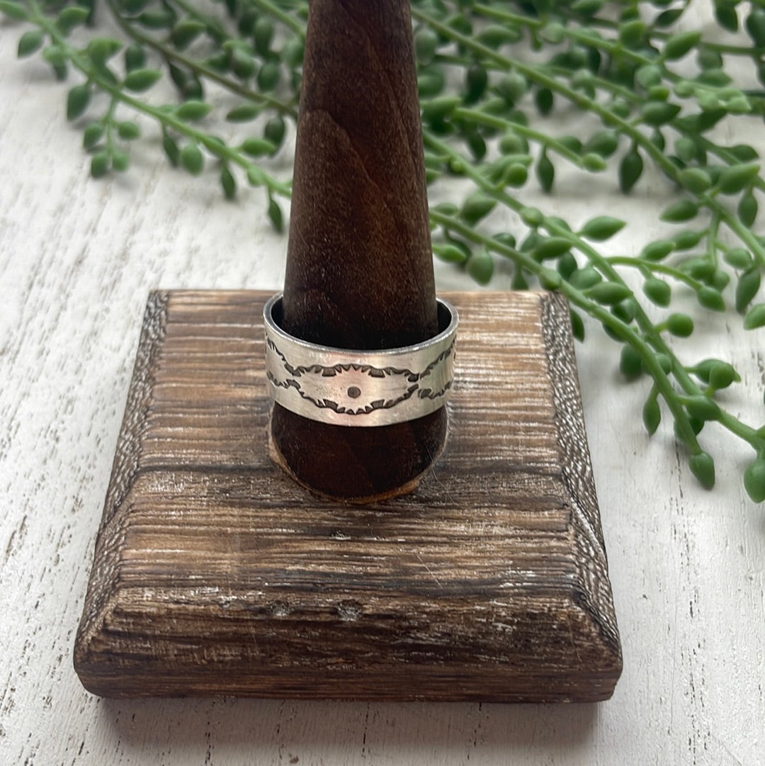 Navajo Sterling Silver Hand-stamped Ring Band