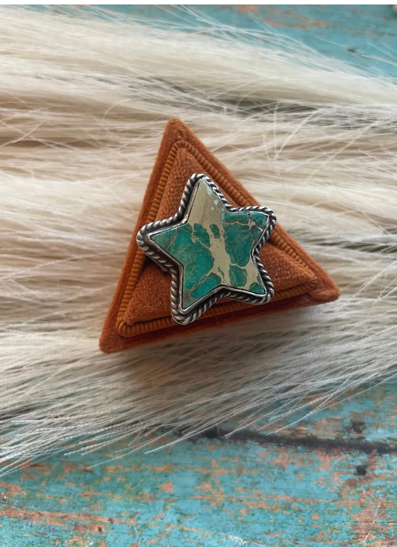 Navavjo Turquoise and Sterling Silver Star ring