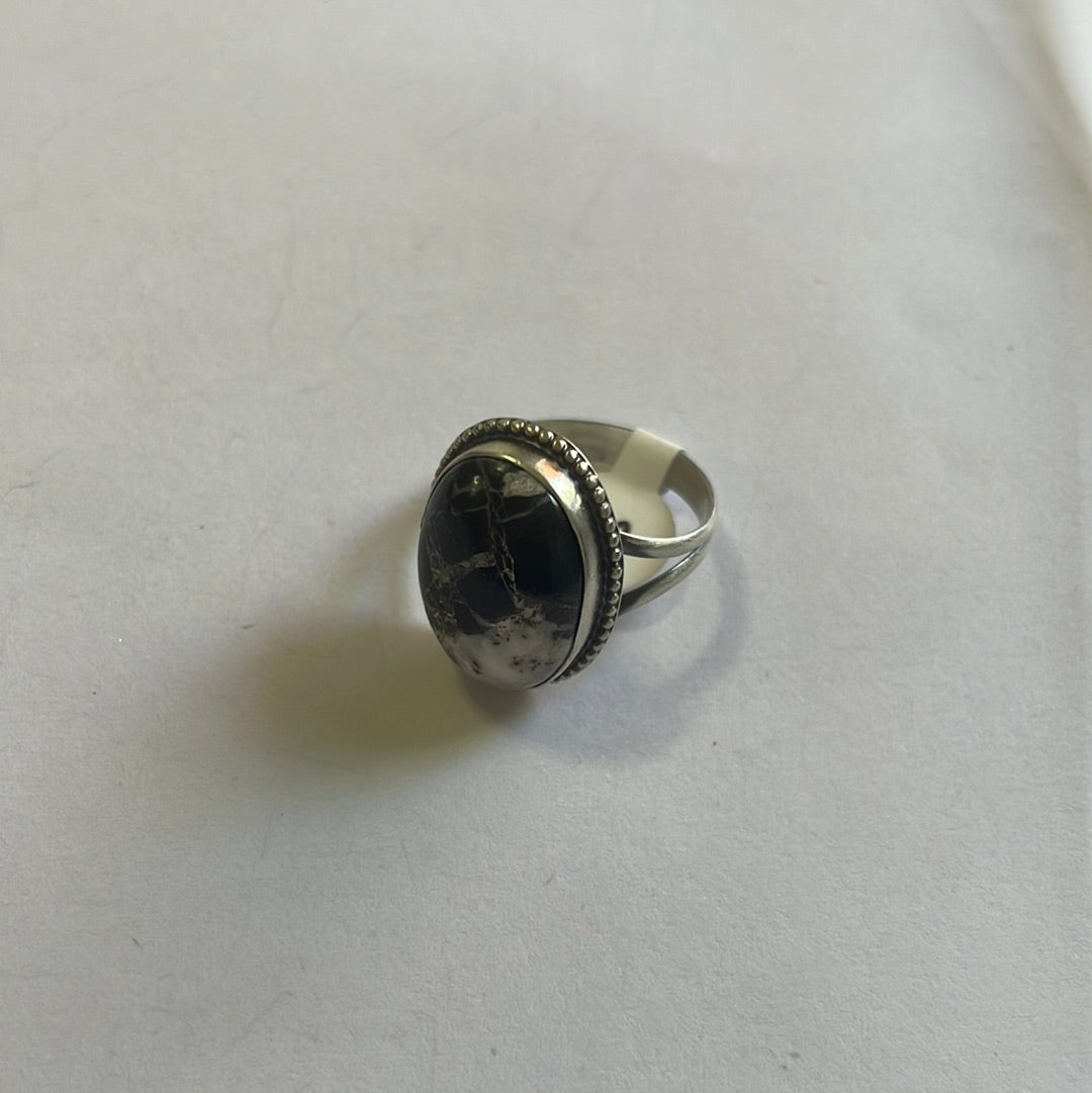 Navajo Sterling Silver & White Buffalo Ring