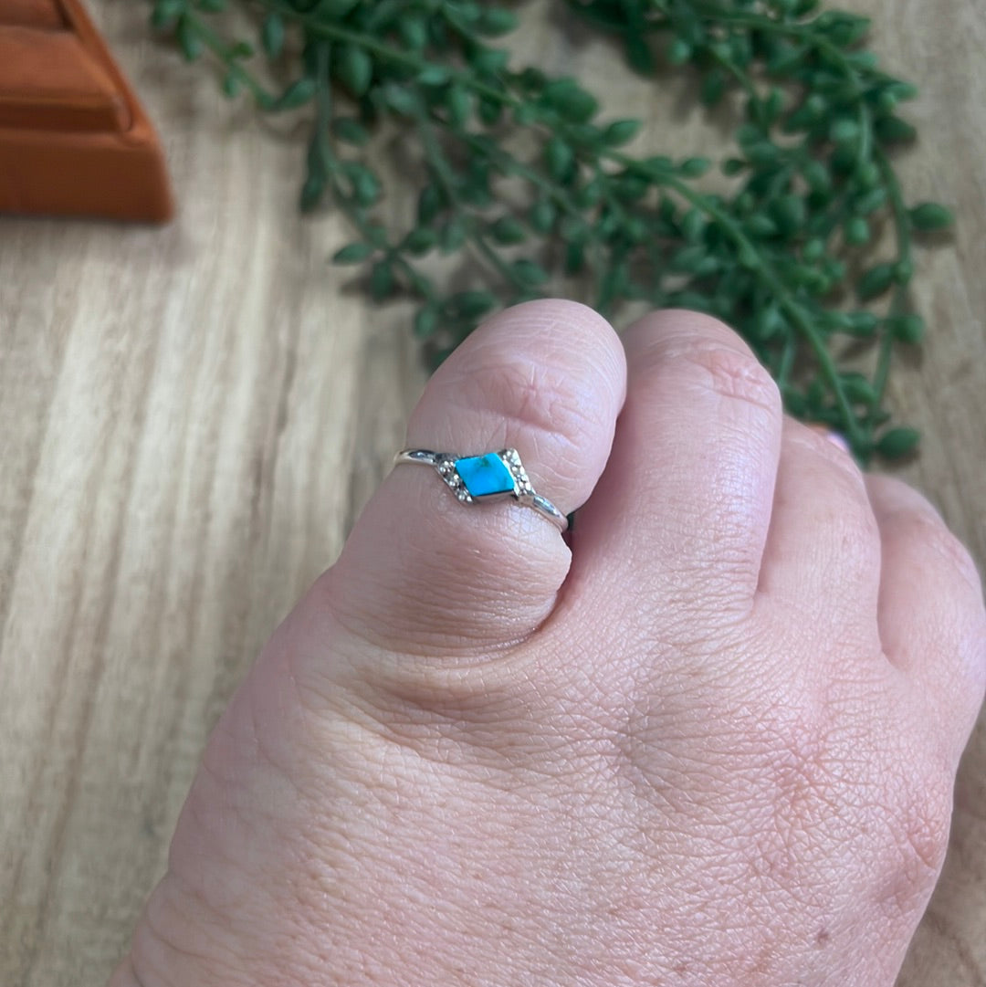 The Mini Navajo Turquoise & Sterling Silver Single Stone Ring