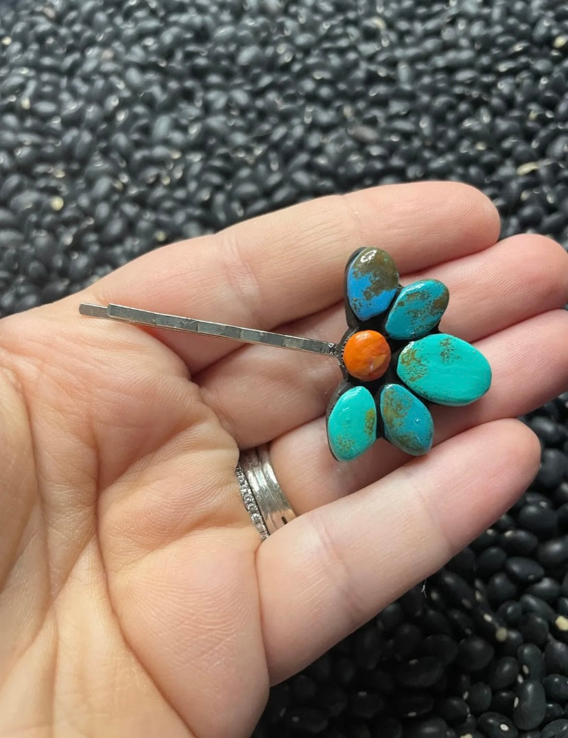 Handmade Clay Turquoise Hair Pin By Kay Lyn