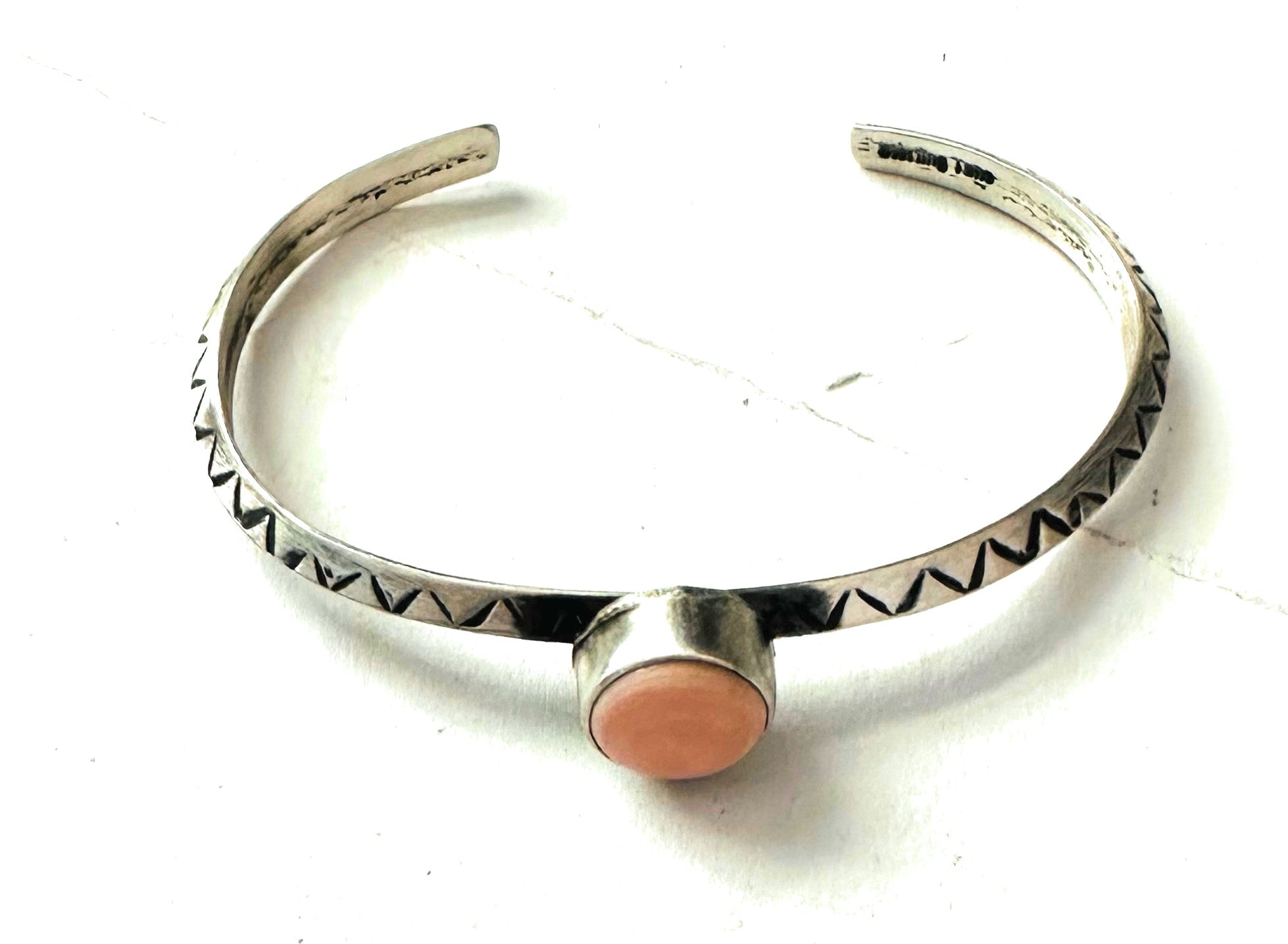 Navajo Queen Pink Conch Shell & Sterling Silver Cuff Bracelet