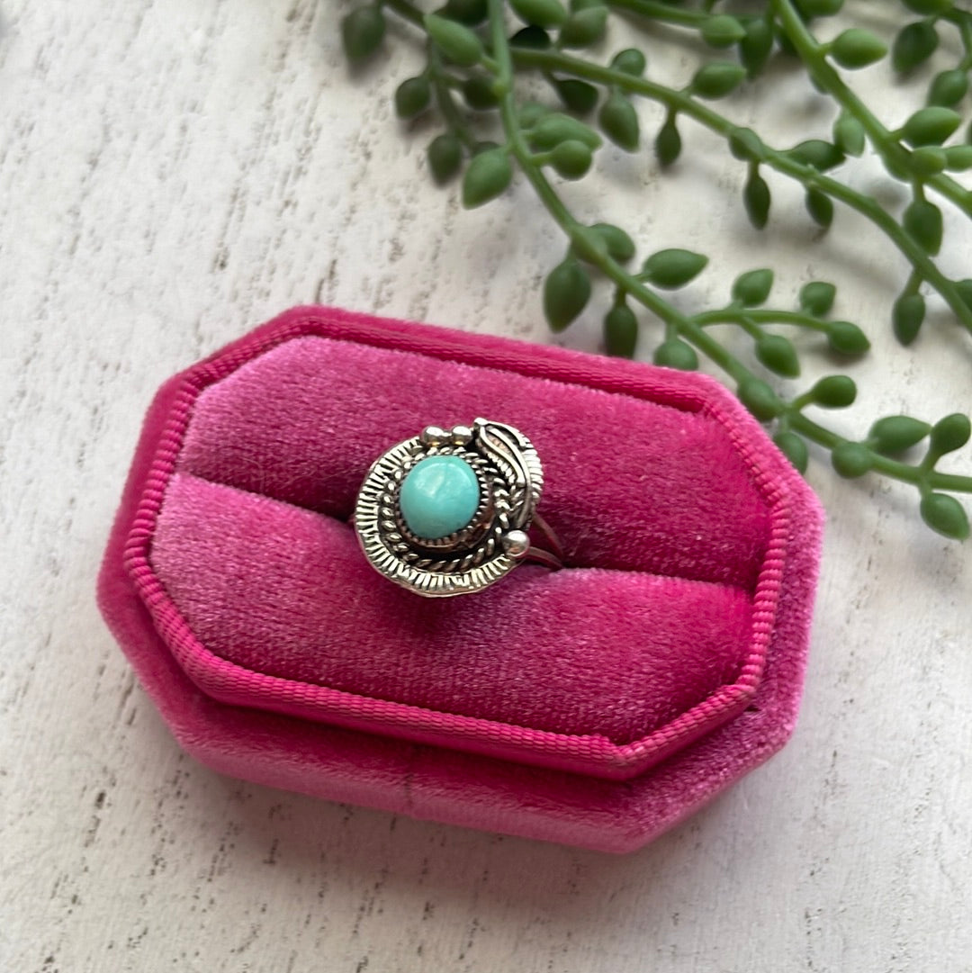 Navajo Single Stone Turquoise Sterling Silver Ring