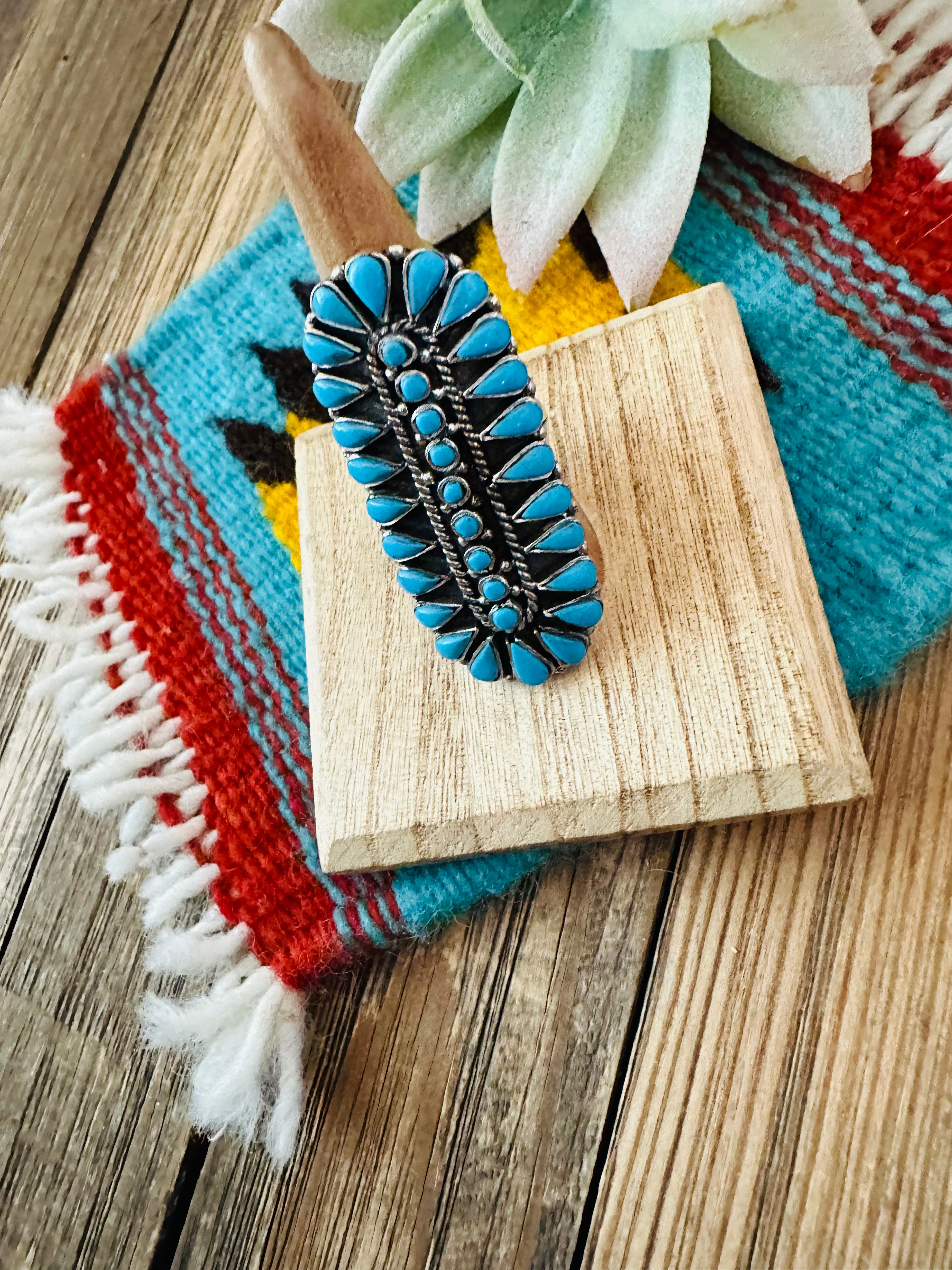 Handmade Sterling Silver & Turquoise Cluster Ring