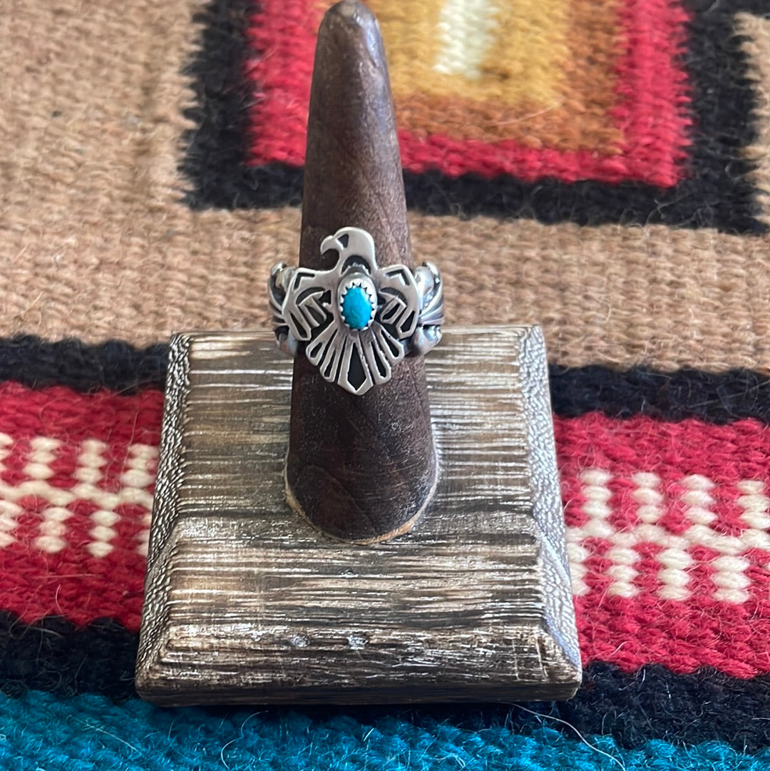 Handcrafted Sterling Silver Turquoise Thunderbird Ring