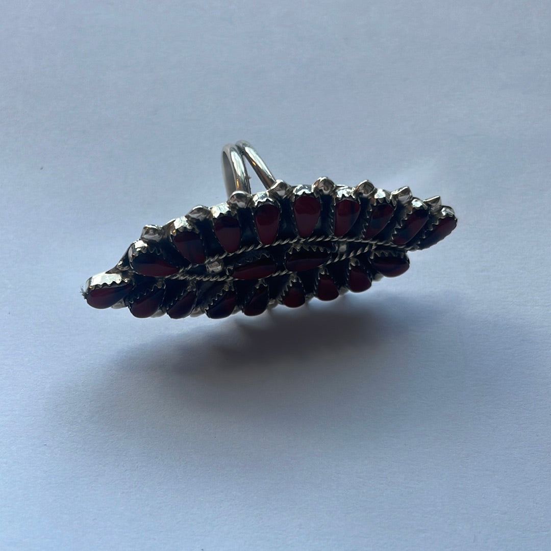 Navajo Sterling Silver & Red Mojave Cluster Ring