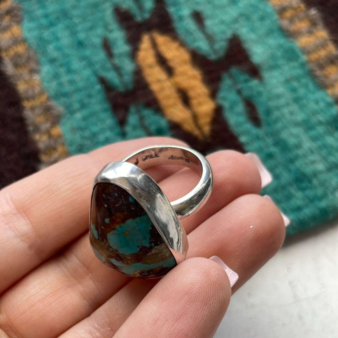 Navajo Sterling Silver & Turquoise Ring Size 8