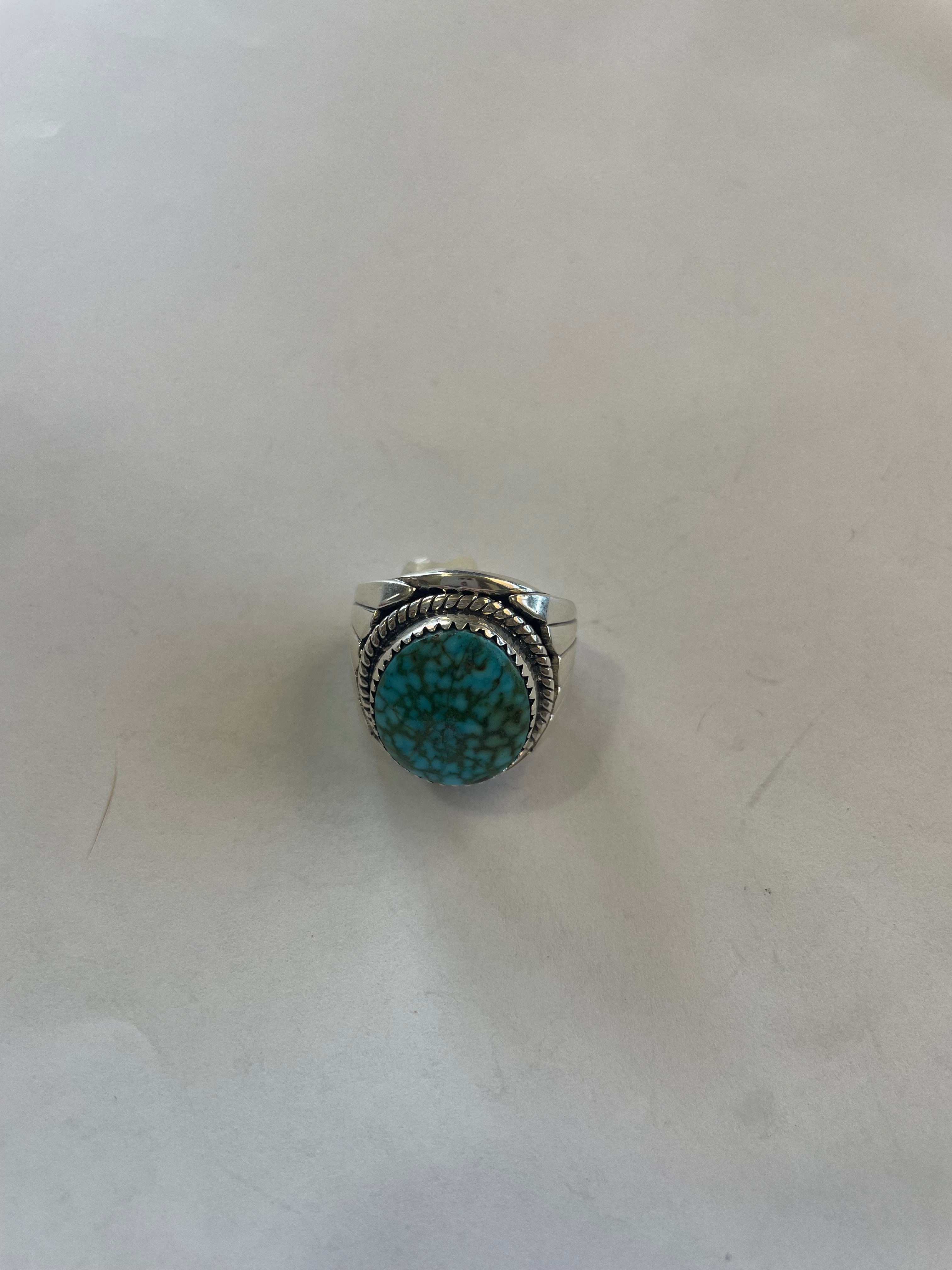 Navajo Sterling Kingman Web Turquoise Men’s Ring Size 7.5