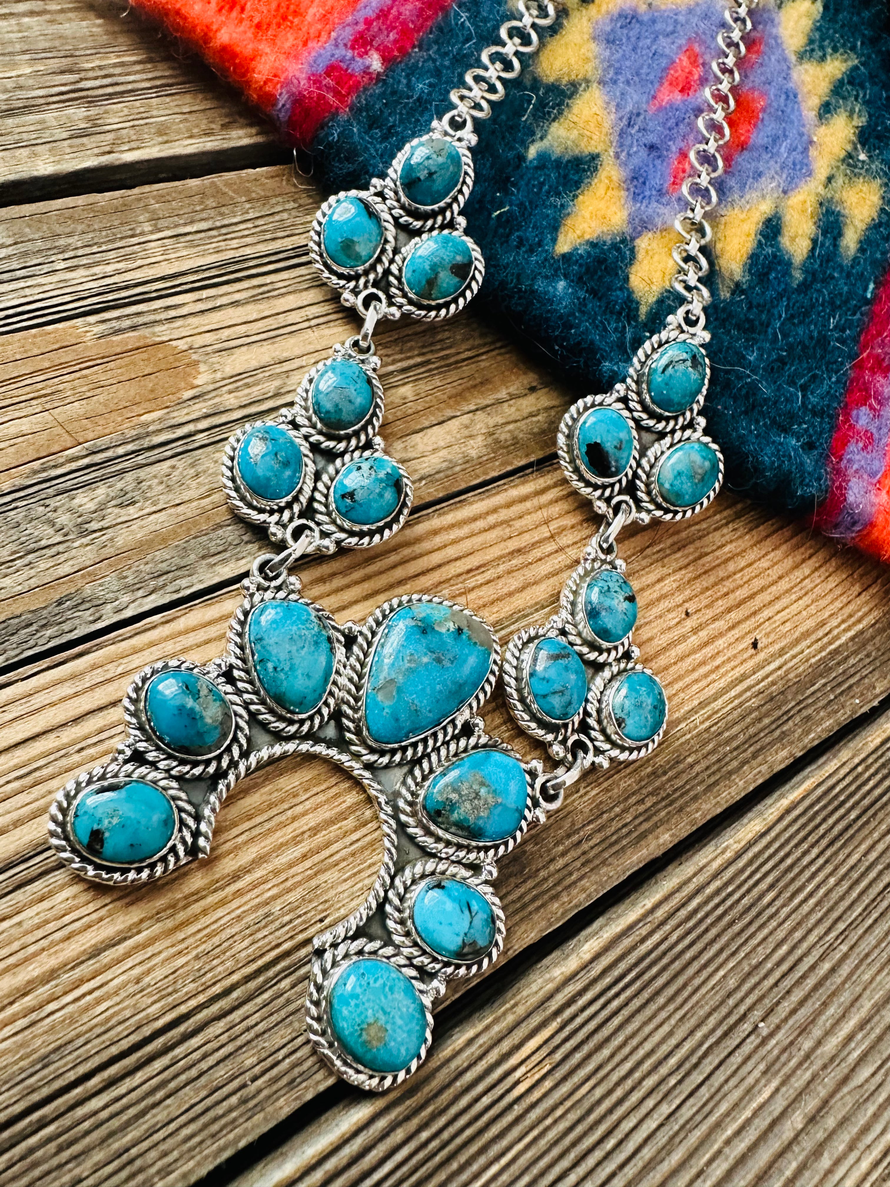 Handmade Sterling Silver & Turquoise Naja Necklace