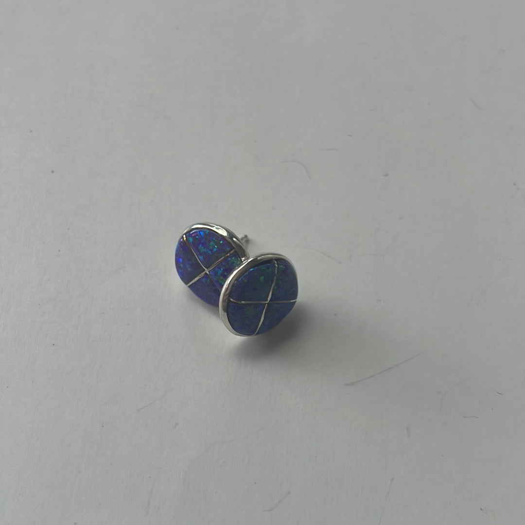 Navajo Purple Opal Inlay & Sterling Silver Stud Earrings