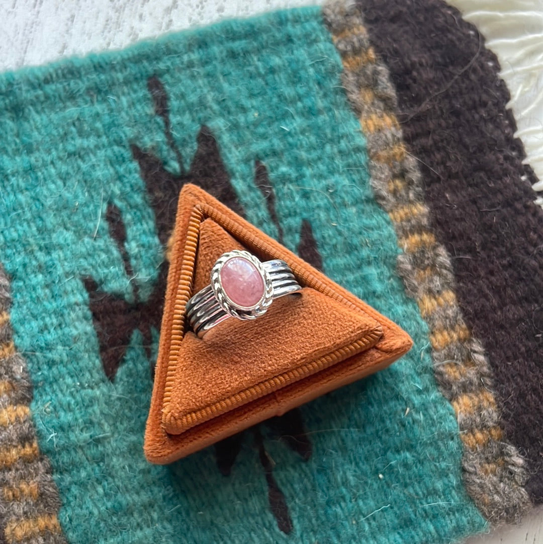 Navajo Sterling Silver & Rhodochrosite Single Stone Rings