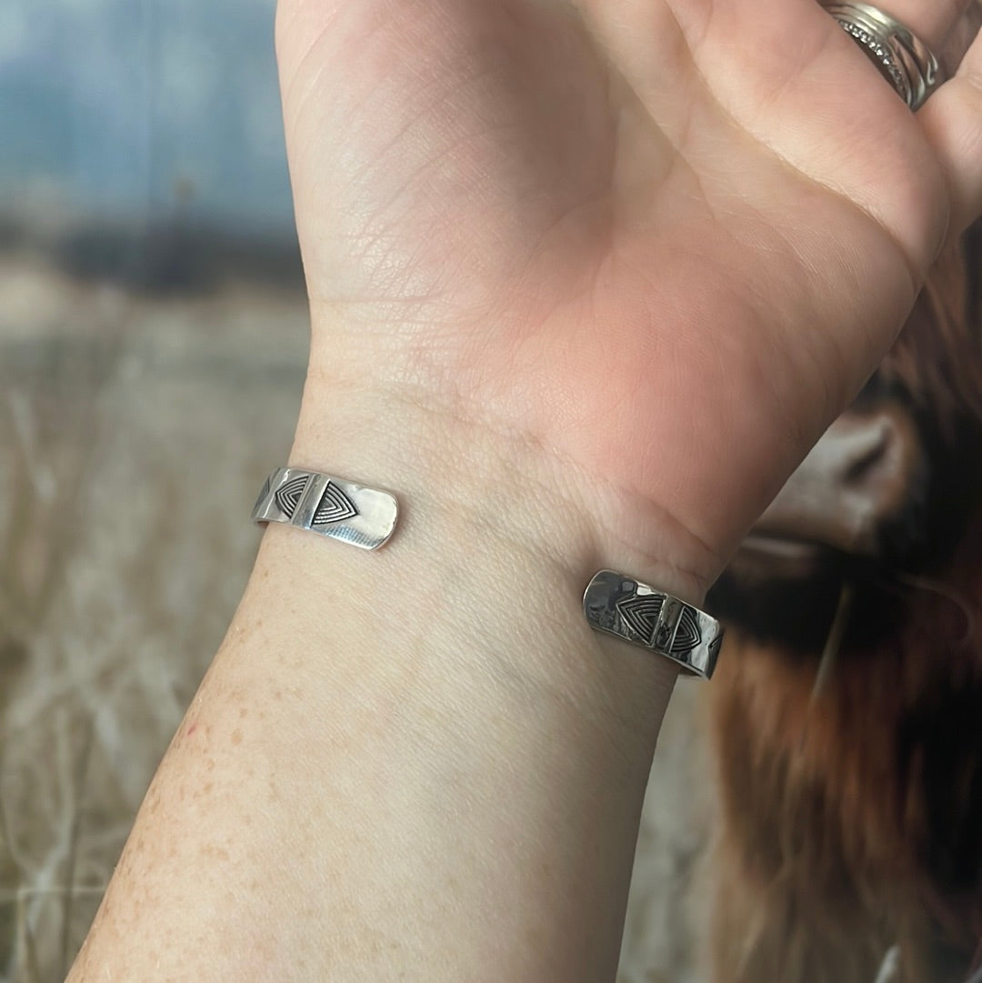 Handmade Sterling Silver & Blue Dream Adjustable Cuff Bracelet