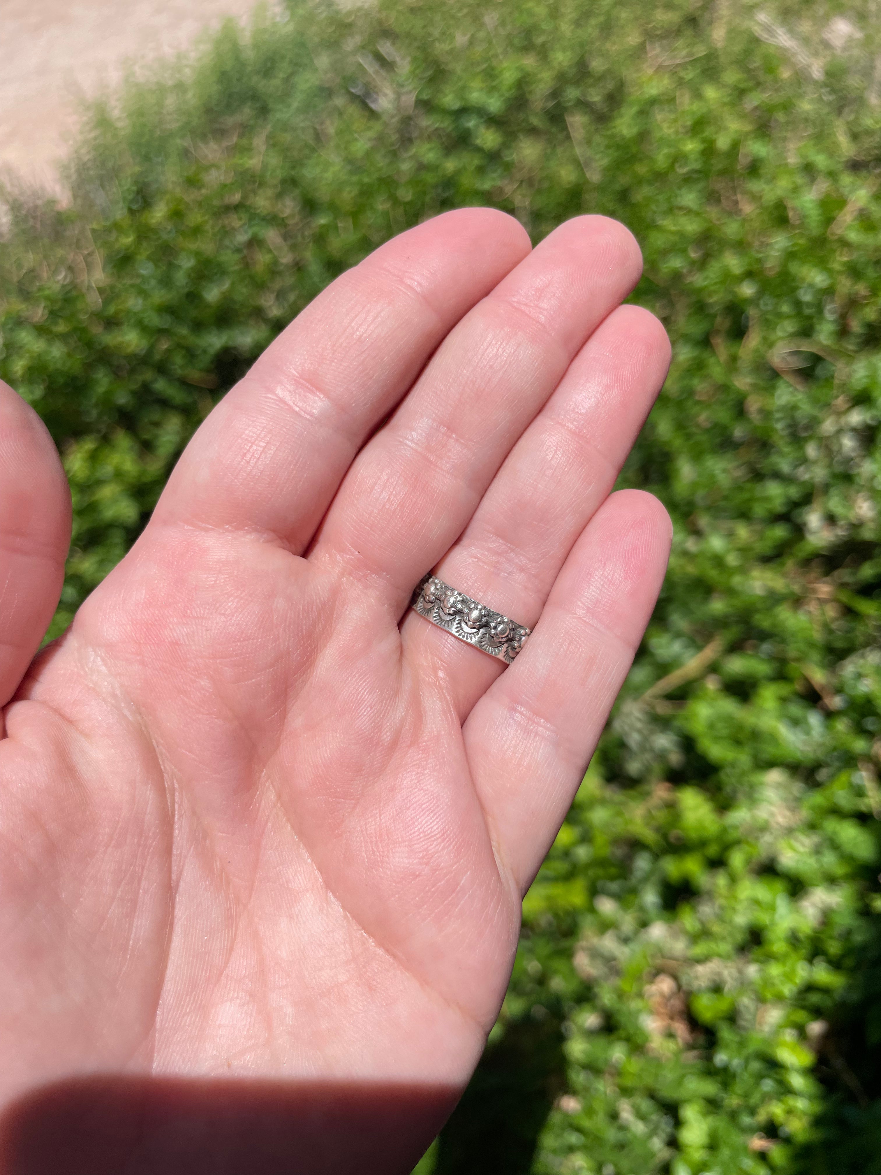 Navajo Turquoise And Sterling Silver Lighting Bolt Adjustable Ring