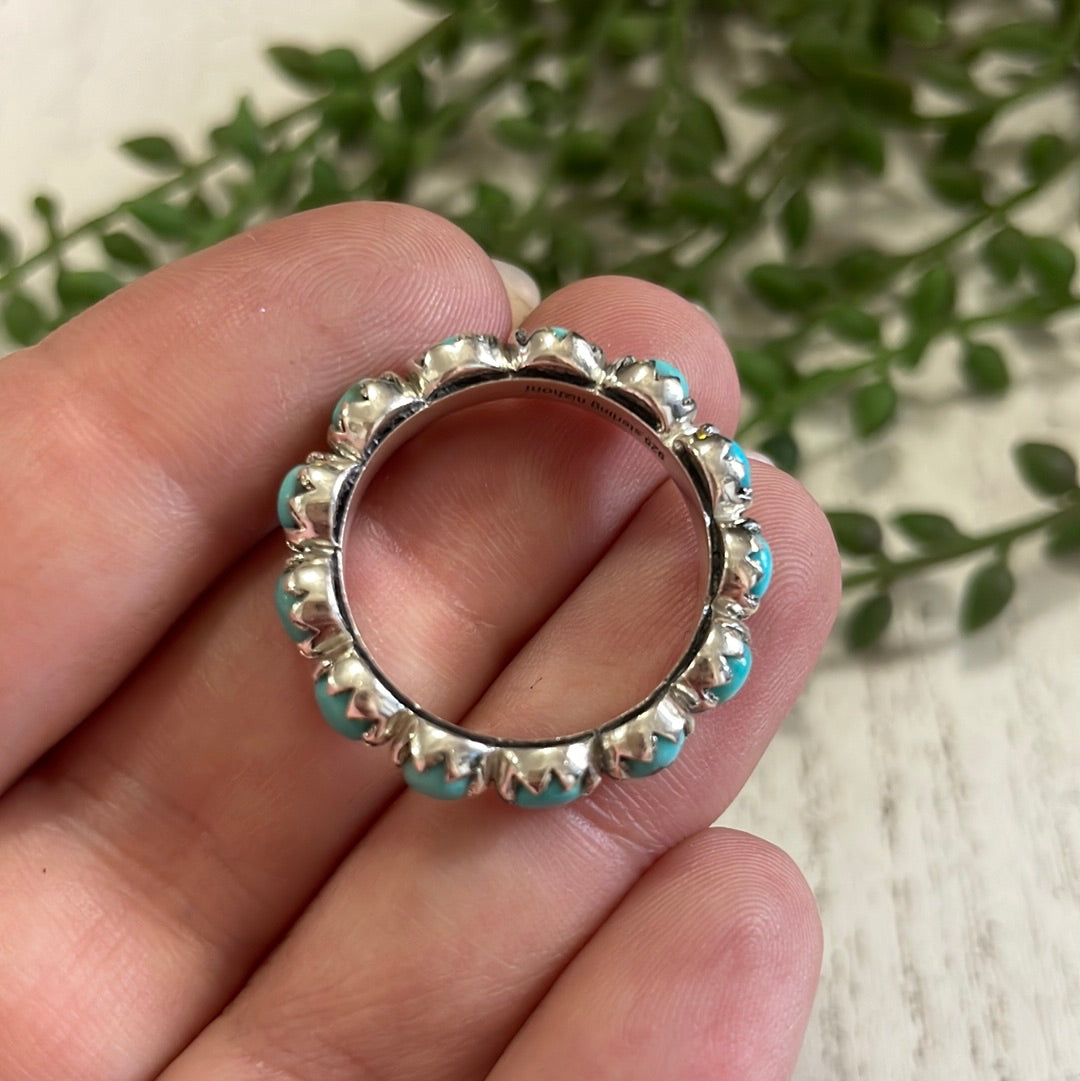 Natural Kingman Turquoise & Sterling Silver Mini Eternity Band