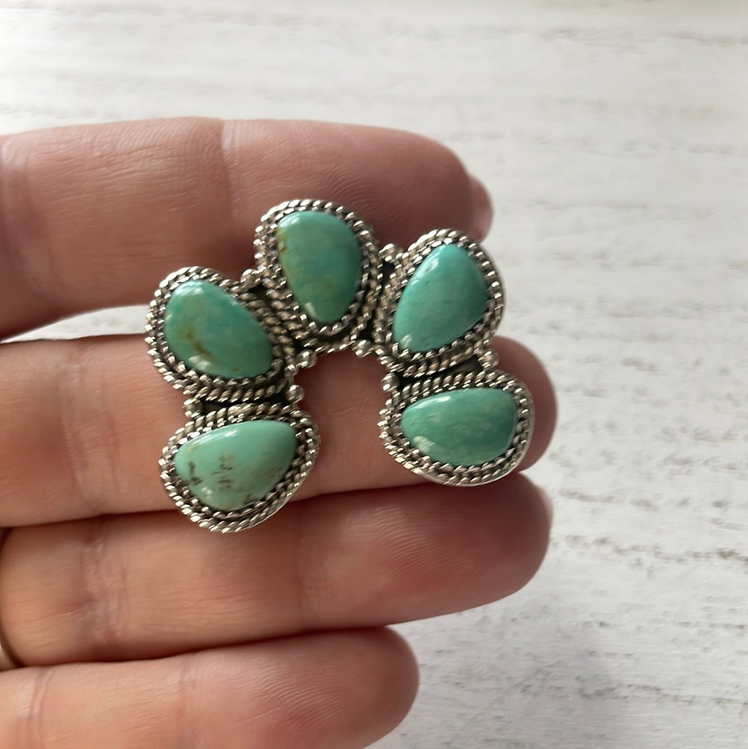 Handmade Sterling Silver & Turquoise Naja Adjustable Ring Signed Nizhoni