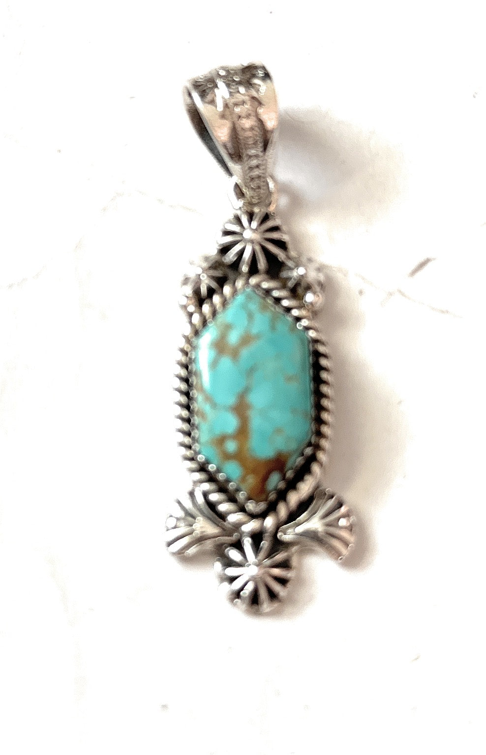 Handmade Sterling Silver & Number 8 Turquoise Pendant