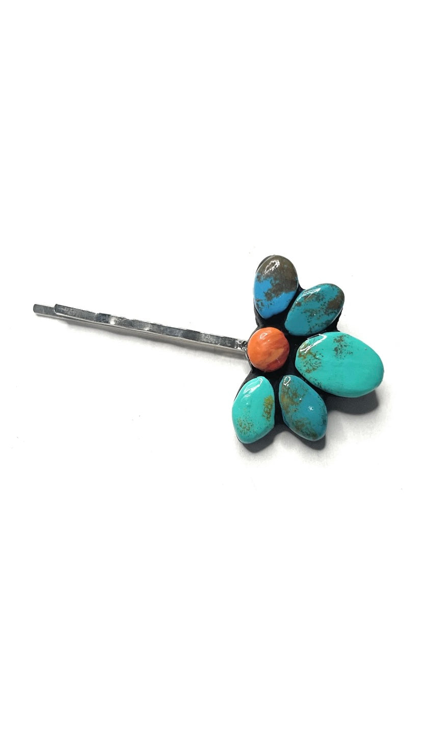 Handmade Clay Turquoise Hair Pin By Kay Lyn