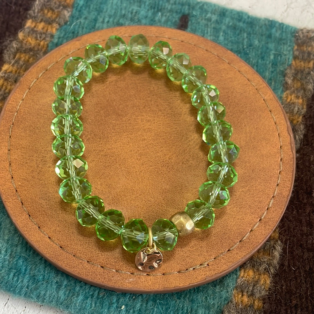 Handmade Beaded Stretch Bracelet Green