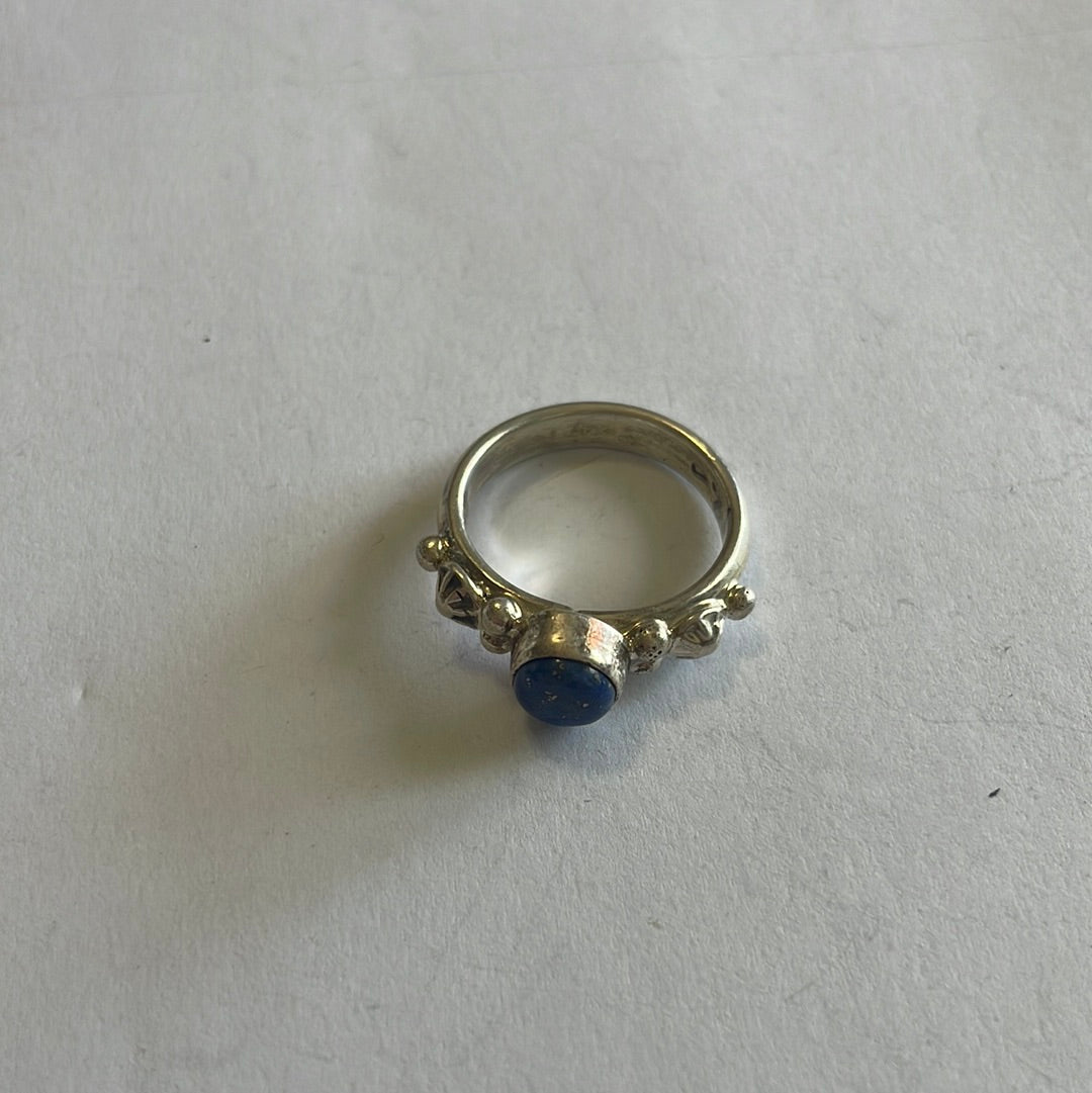 Navajo Small Stone Lapis & Sterling Silver Ring