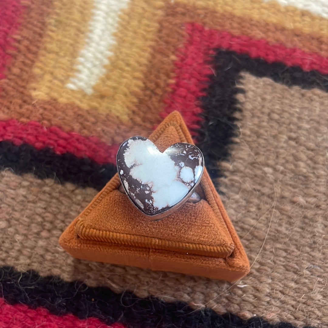 Navajo Wild Horse And Sterling Silver Heart Ring