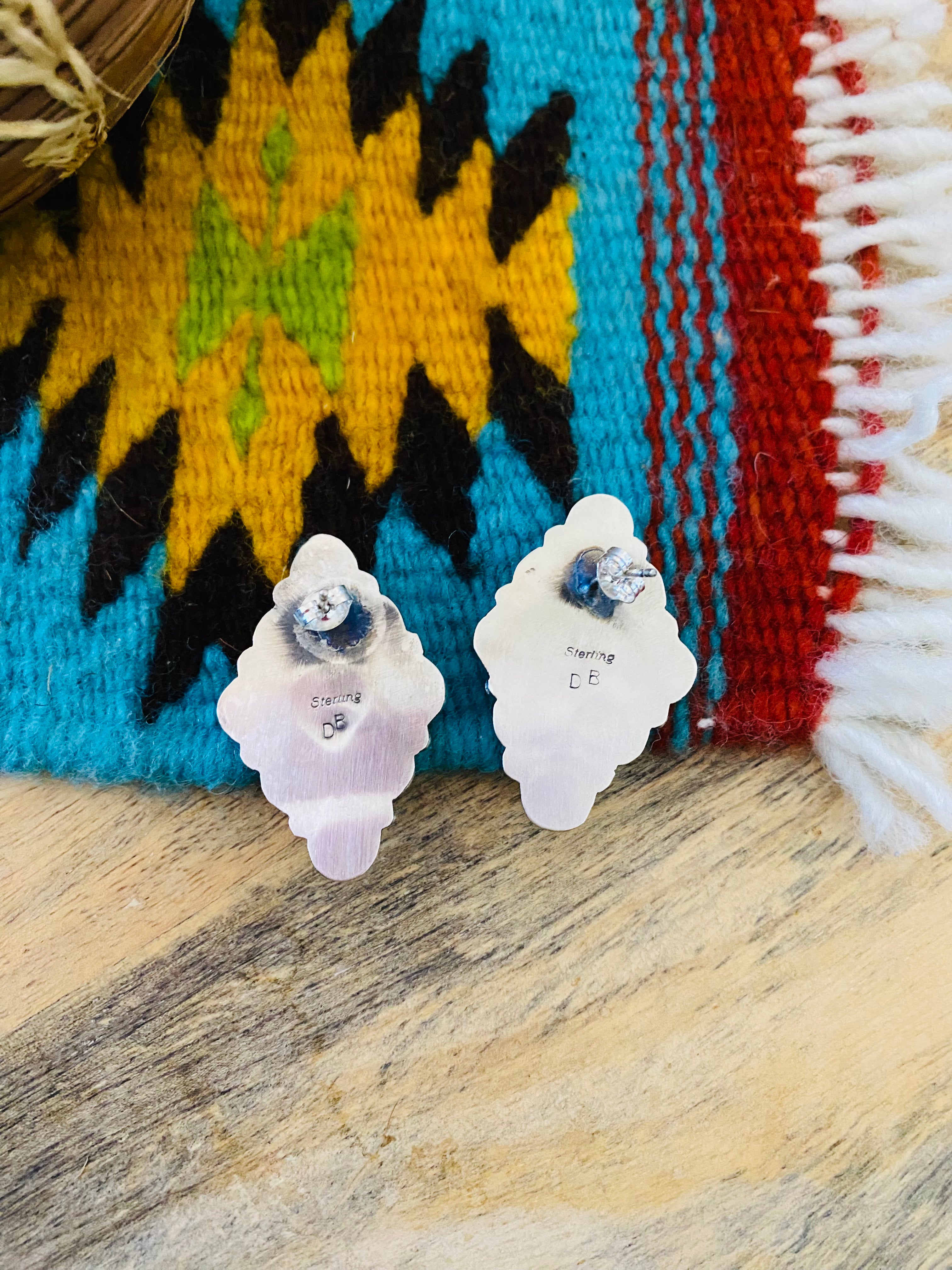 Navajo Charoite & Sterling Silver Cluster Earrings