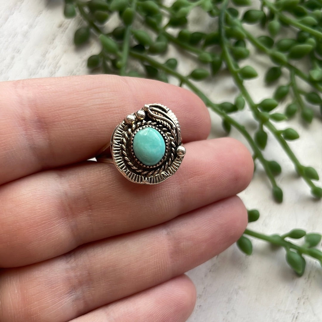 Navajo Single Stone Turquoise Sterling Silver Ring