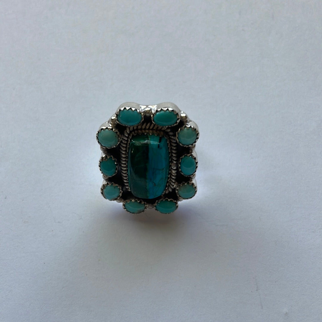 Beautiful Handmade Turquoise And Sterling Silver Adjustable Ring Signed Nizhoni