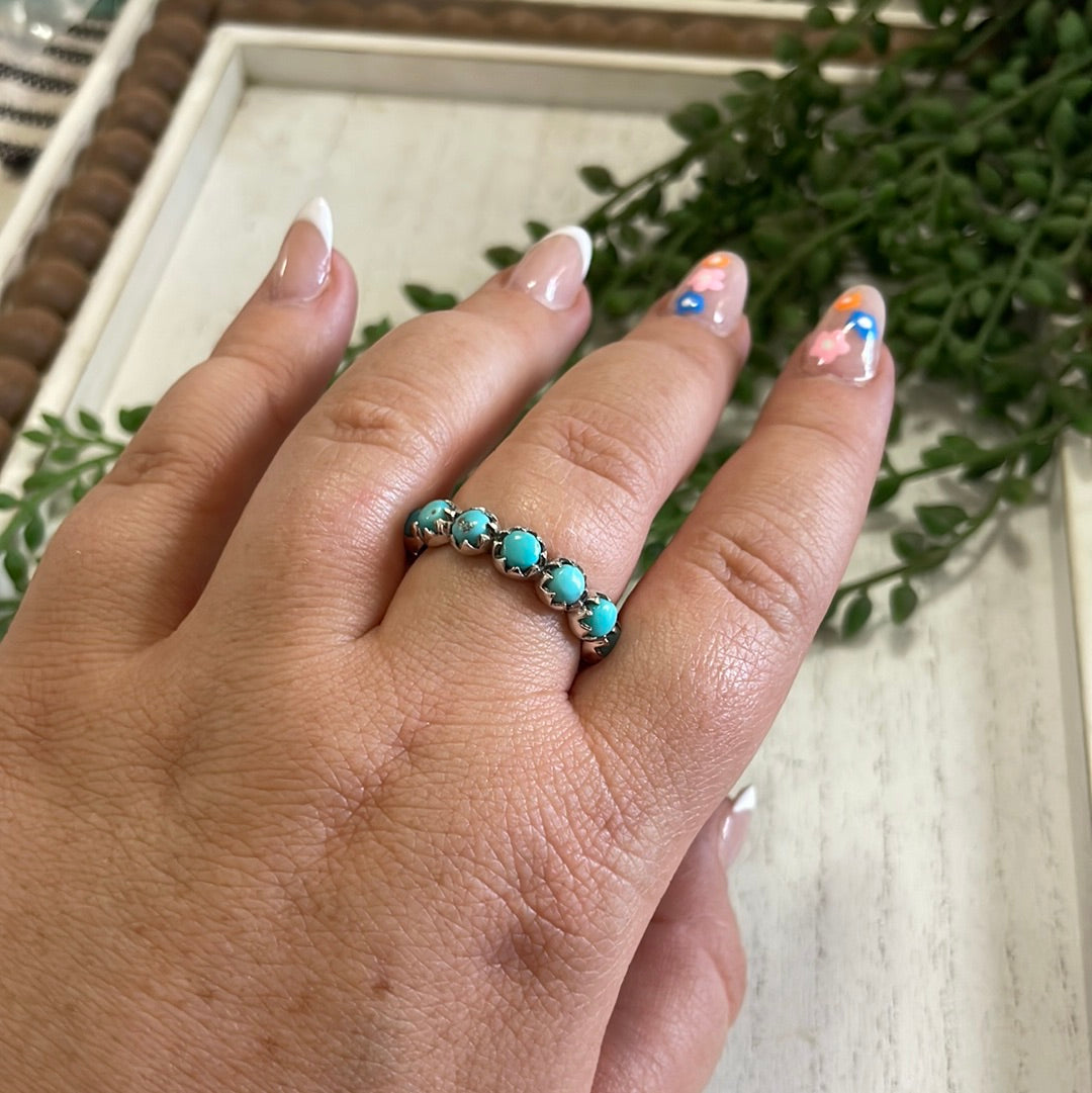 Natural Kingman Turquoise & Sterling Silver Mini Eternity Band