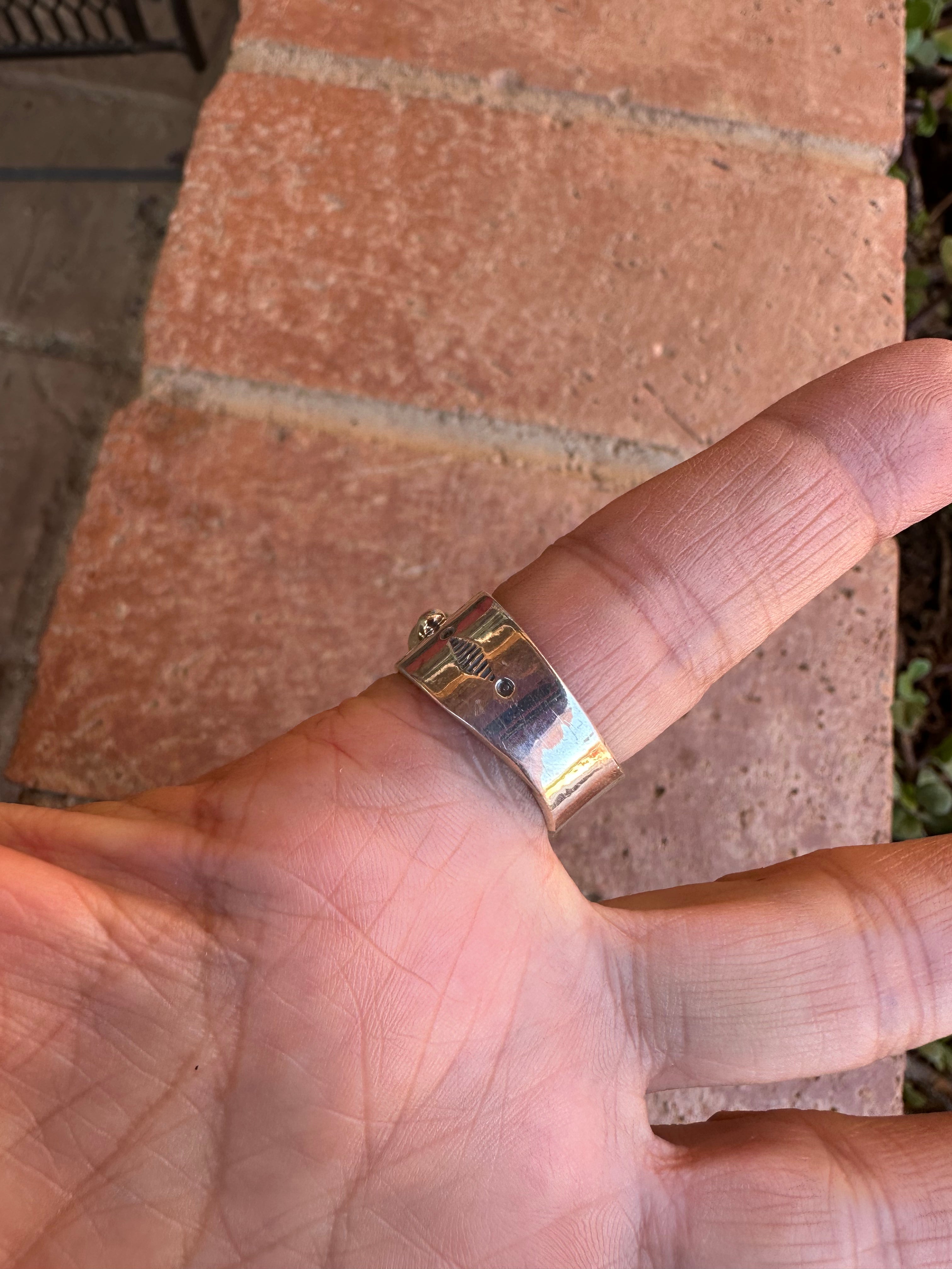 Navajo Sterling Silver Turquoise Cigar Band Rings