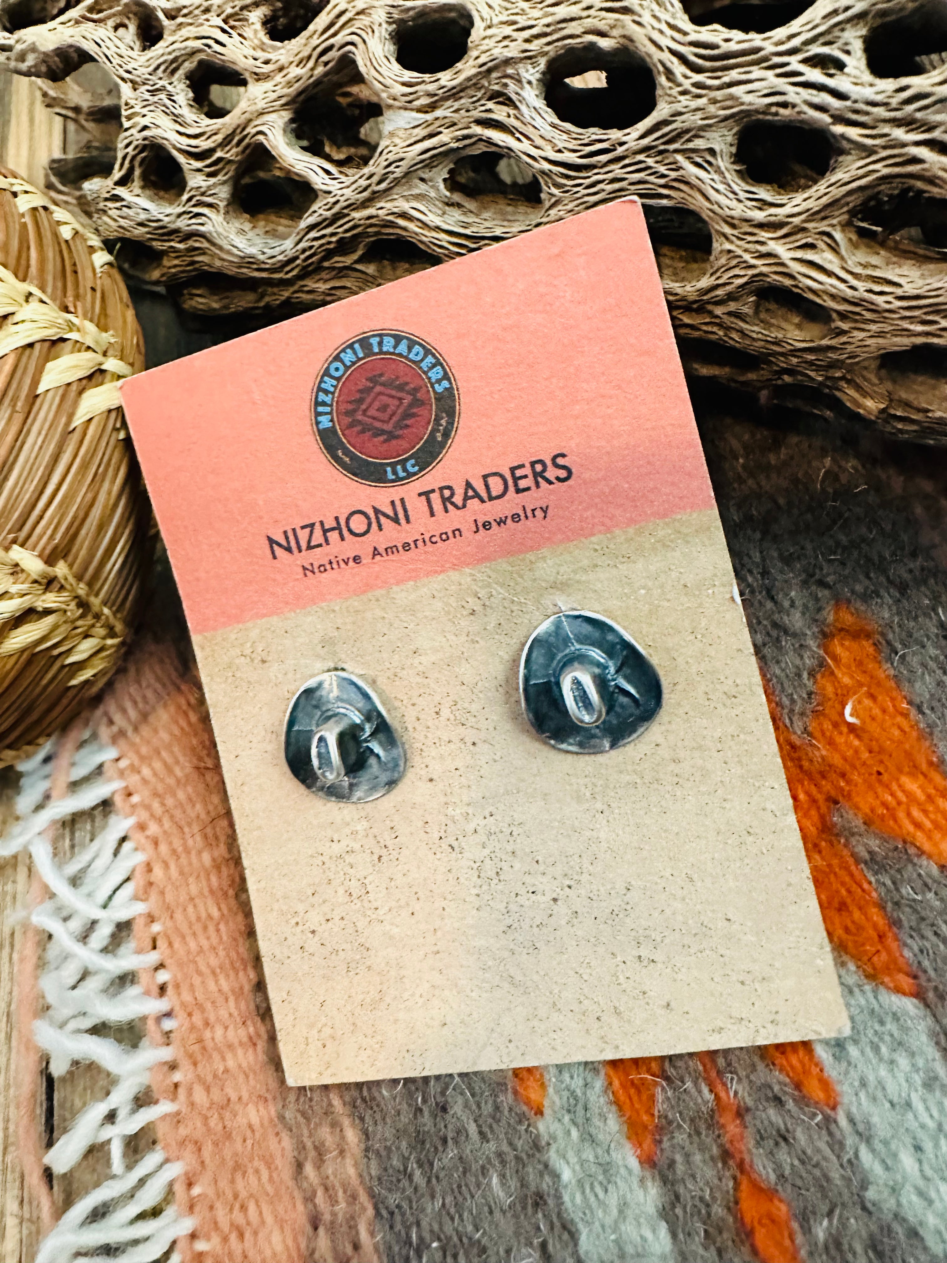 Navajo Cowboy Hat Sterling Silver Stud Earrings