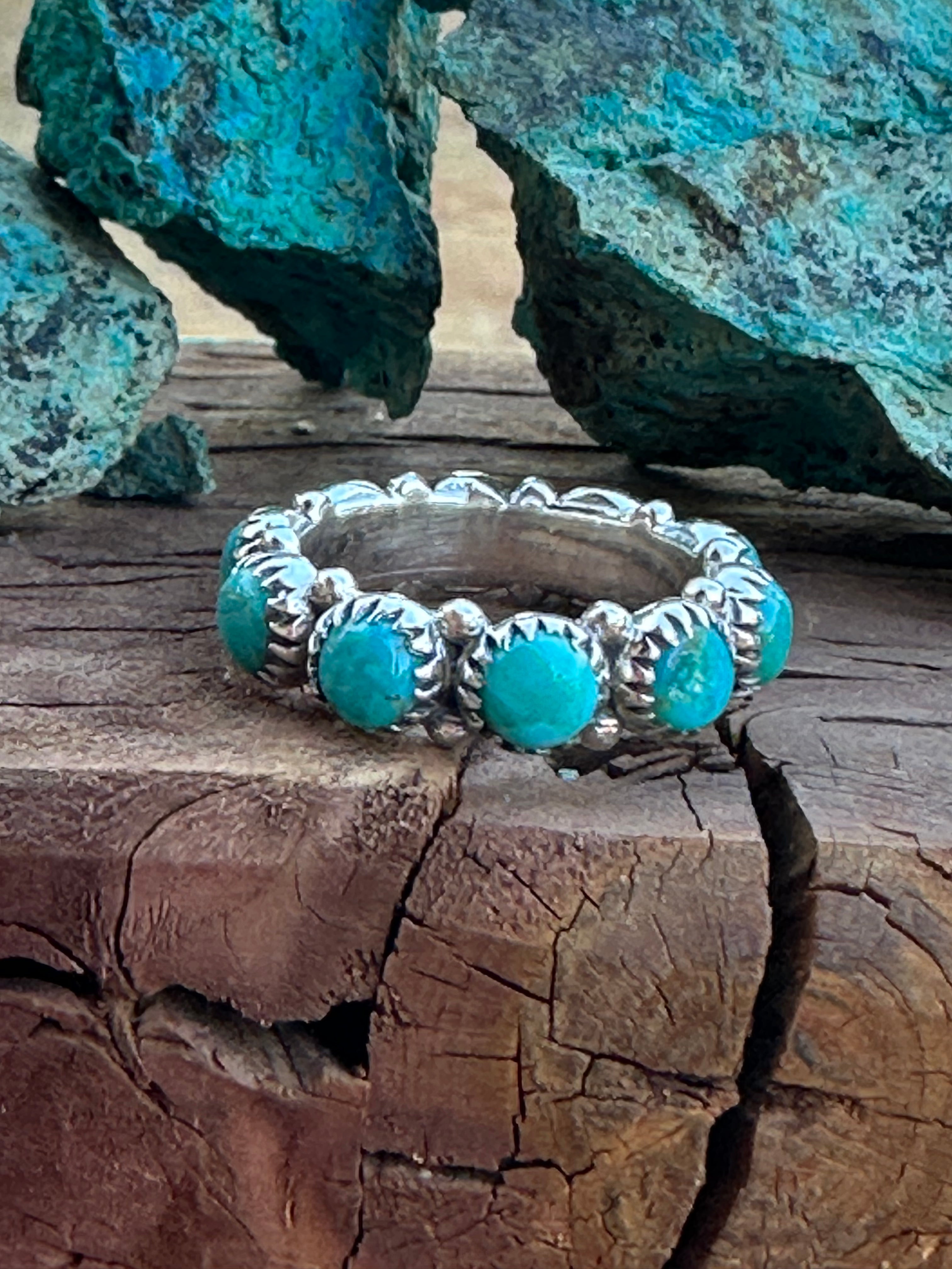 Natural Blue Mojave & Sterling Silver Eternity Band