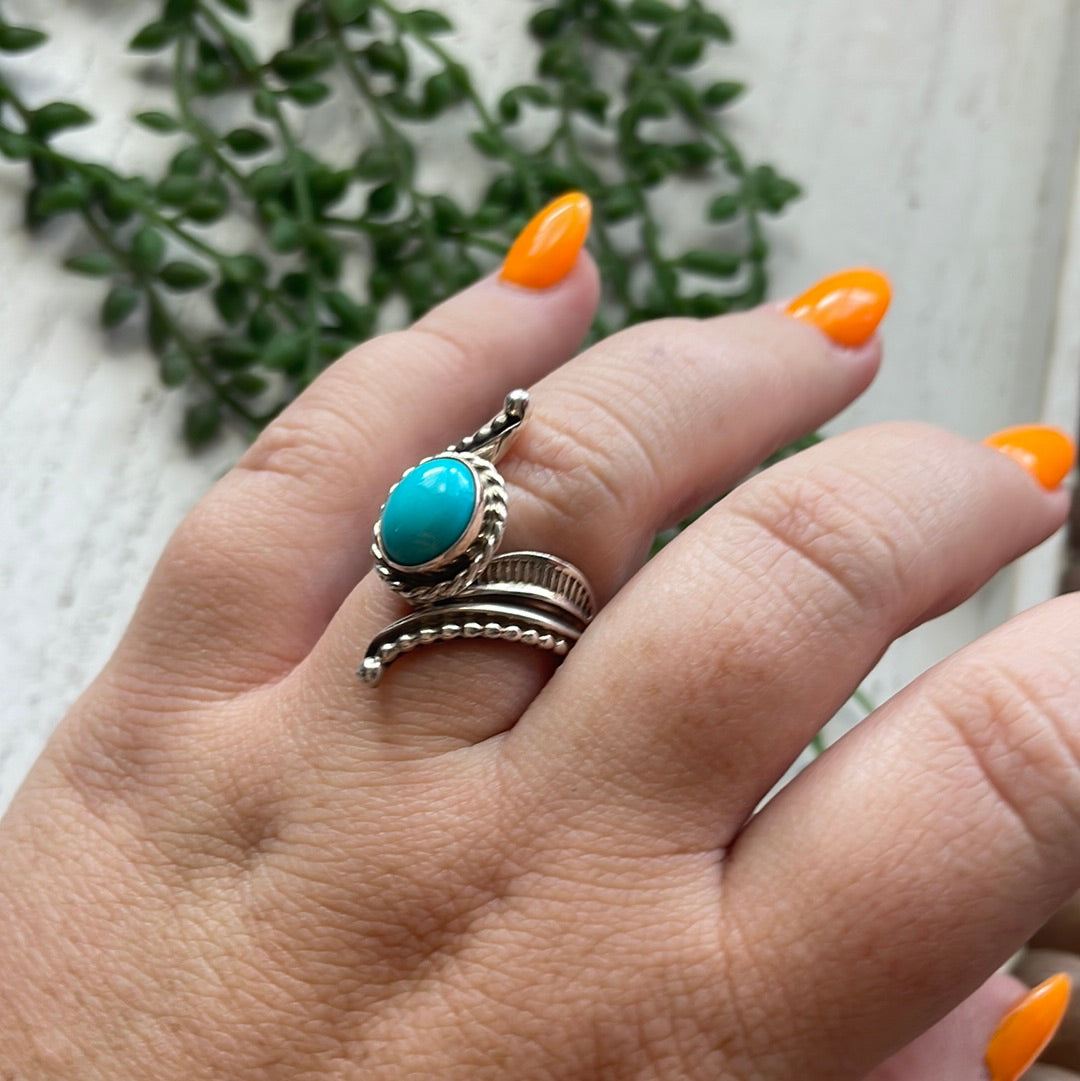 Vintage navajo sally yazzie turquoise sterling cigar store band ring native american signed sy turquoise size 7 southwestern jewelry unisex ring