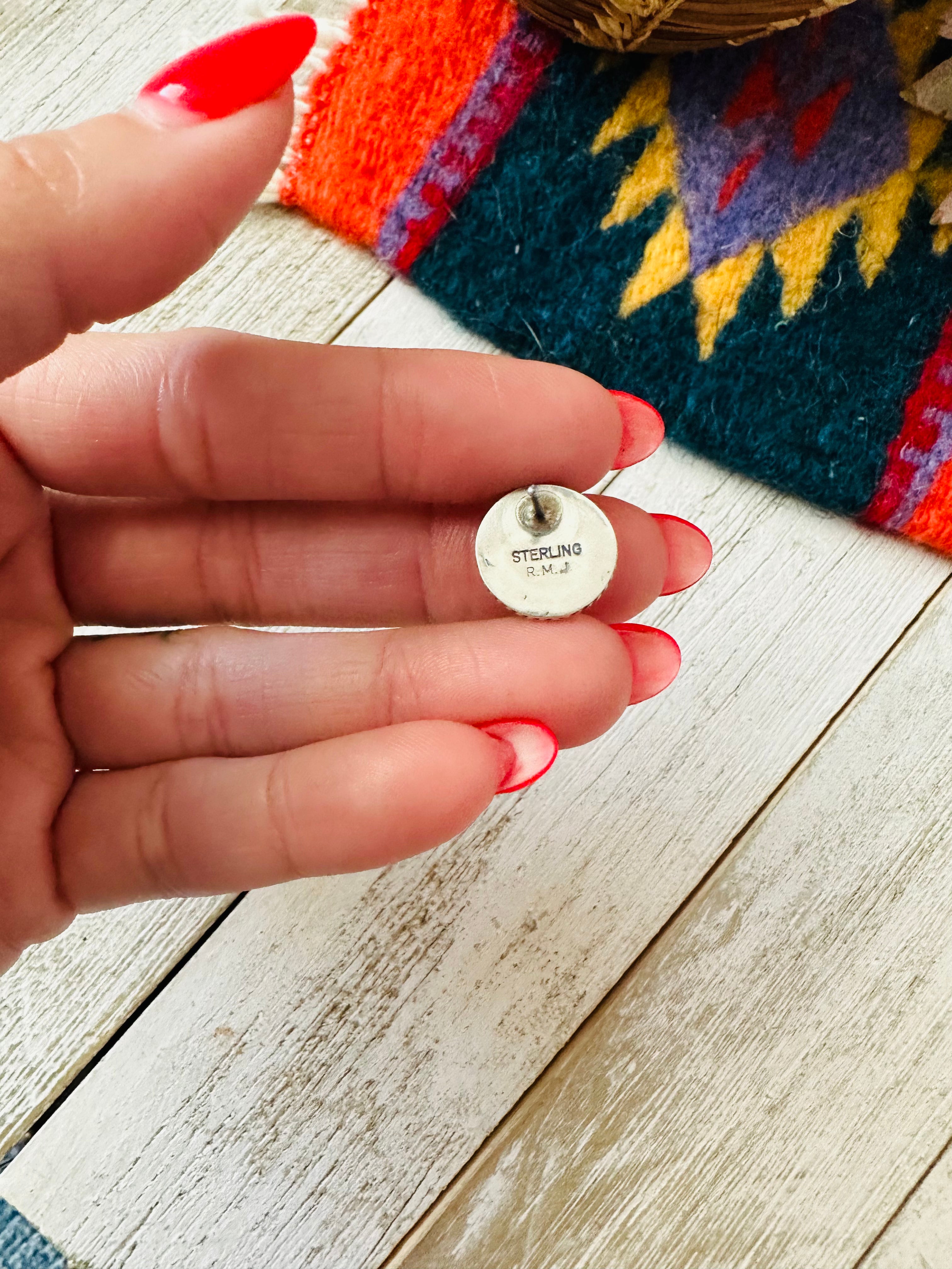 Navajo Queen Pink Conch Shell & Sterling Silver Stud Earrings