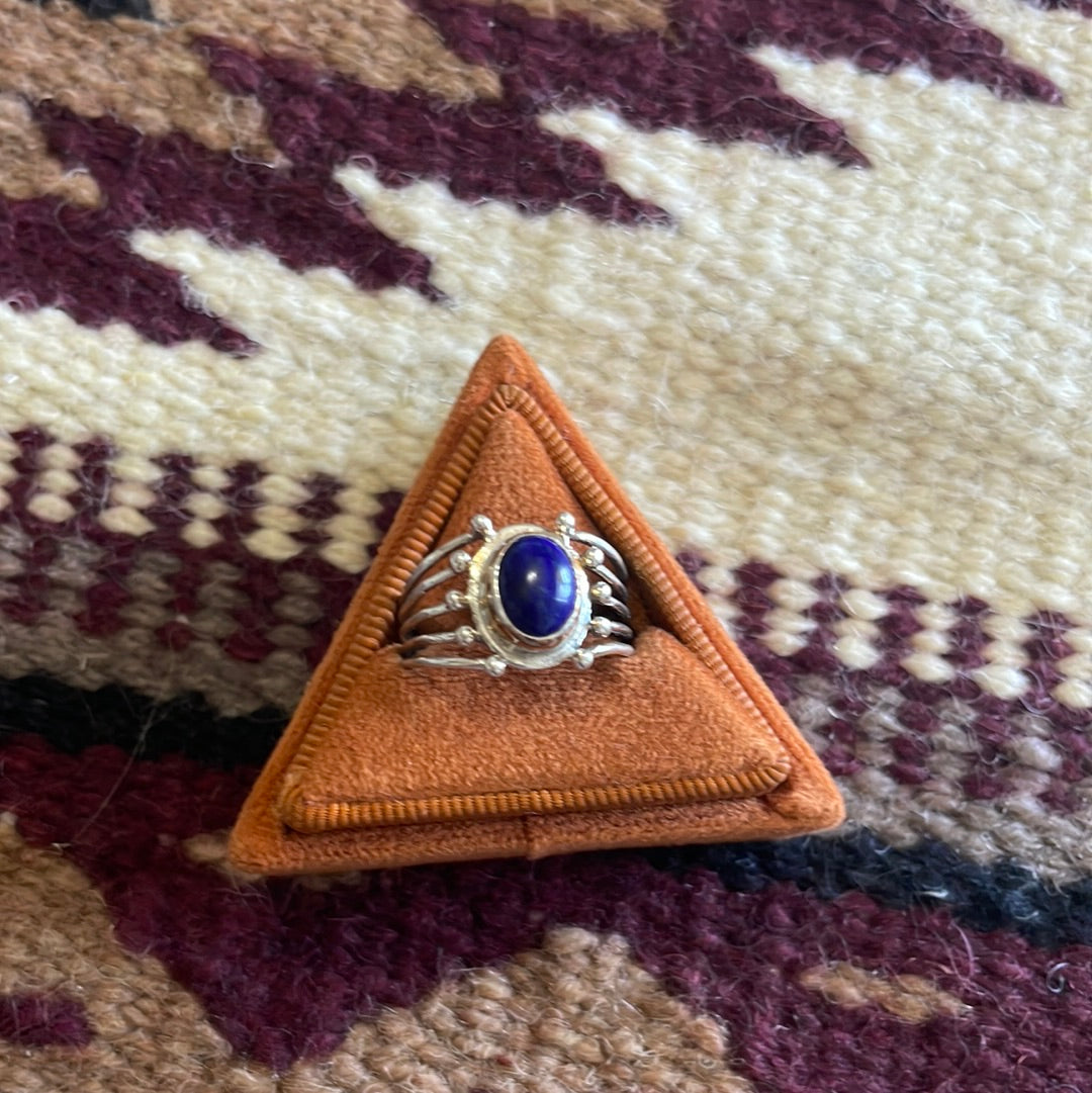 Navajo Sterling Silver Single Stone Lapis Ring